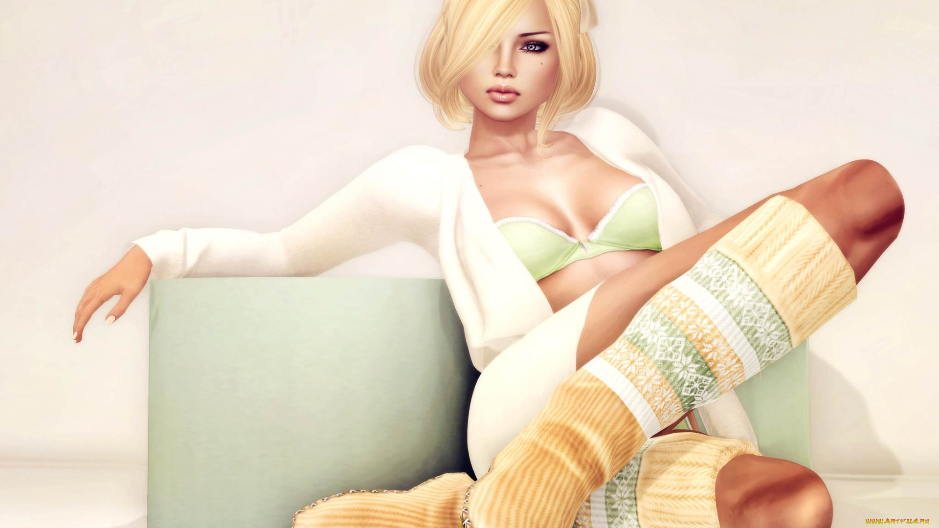 3д, графика, people, люди, гетры, блондинка