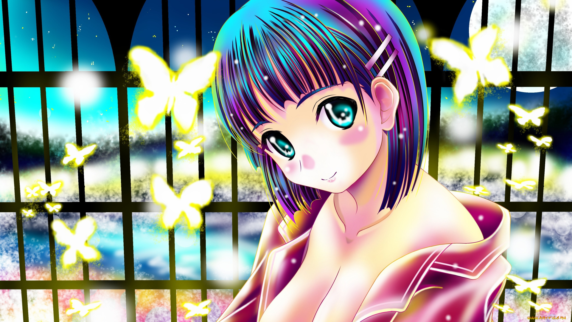 аниме, sword, art, online, бабочки