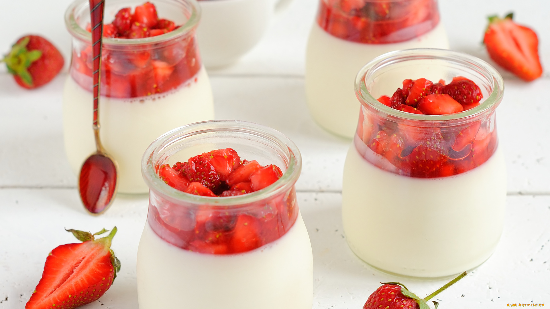 еда, мороженое, десерты, клубника, панна, котта, десерт