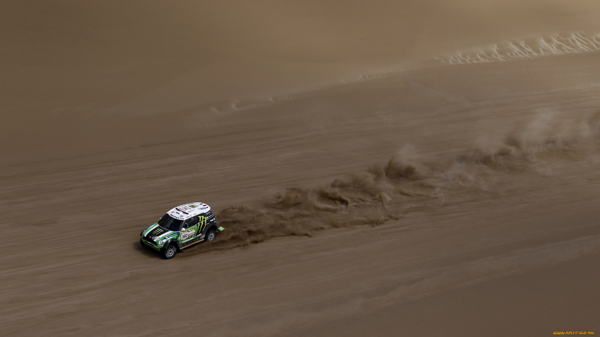 спорт, авторалли, вид, с, верху, зеленый, x-raid, dakar, мини, купер, mini, жара, песок, ралли