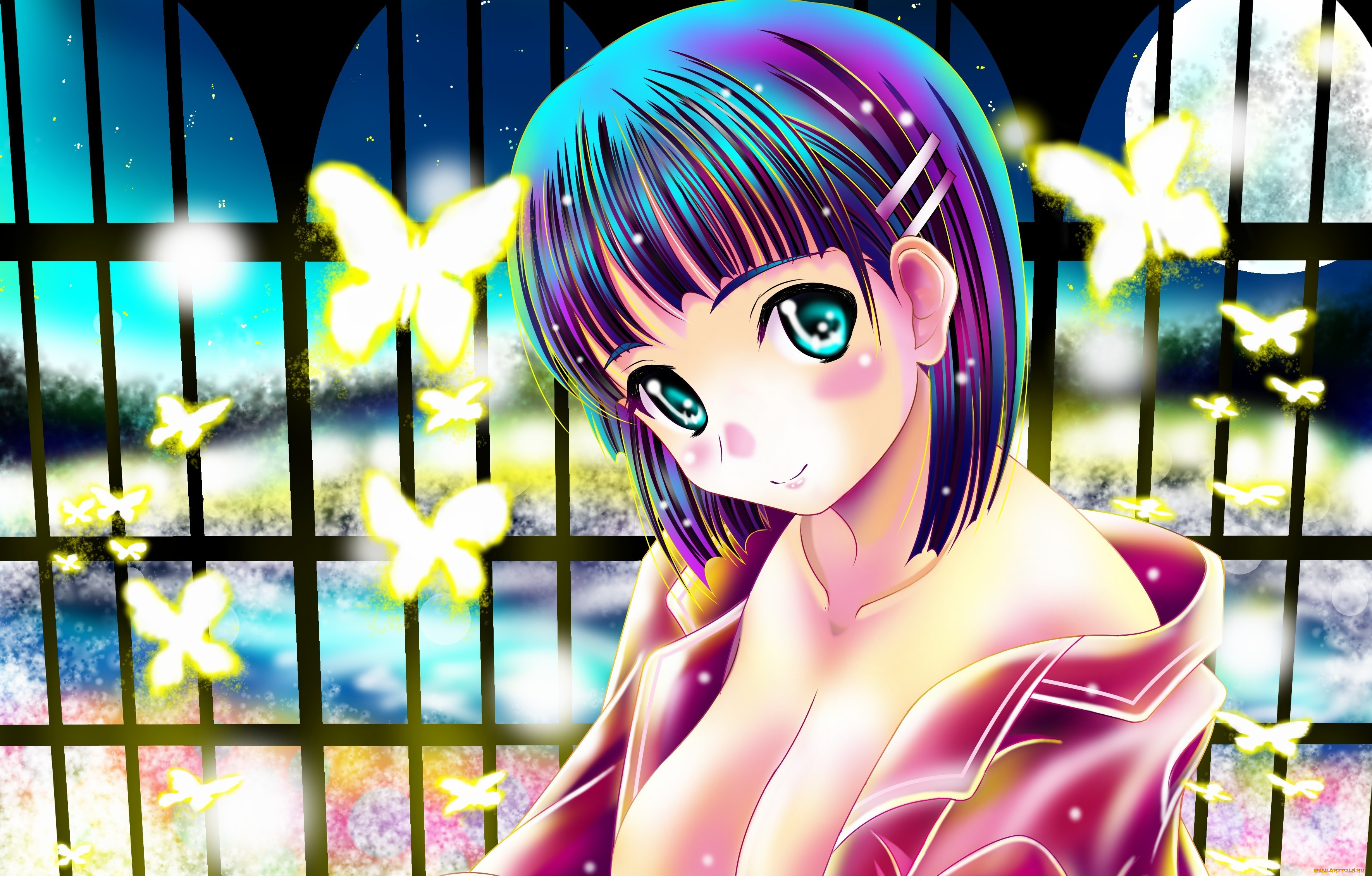 аниме, sword, art, online, бабочки