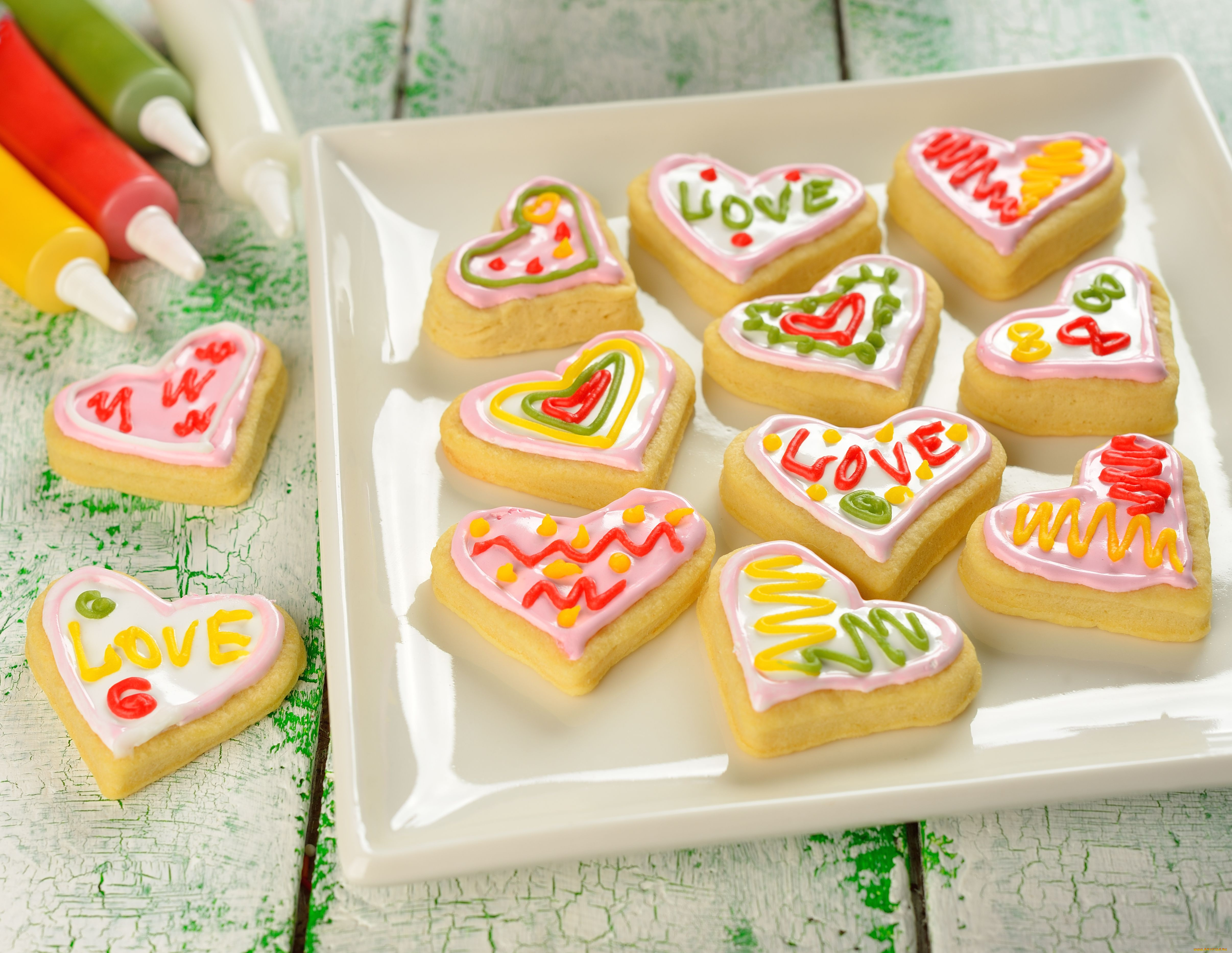 еда, пирожные, кексы, печенье, сердечки