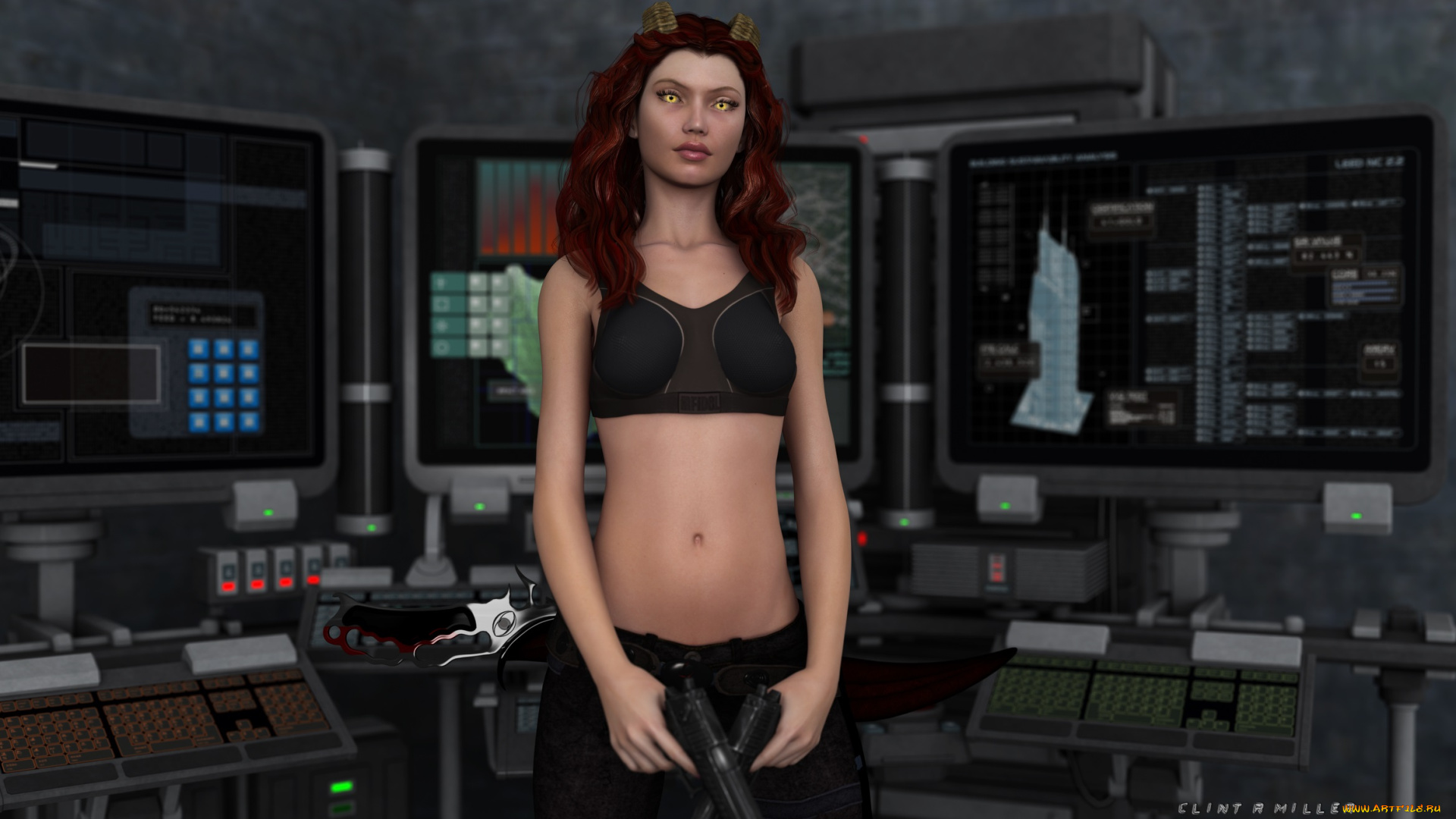 3д, графика, fantasy, , фантазия, девушка, оружие