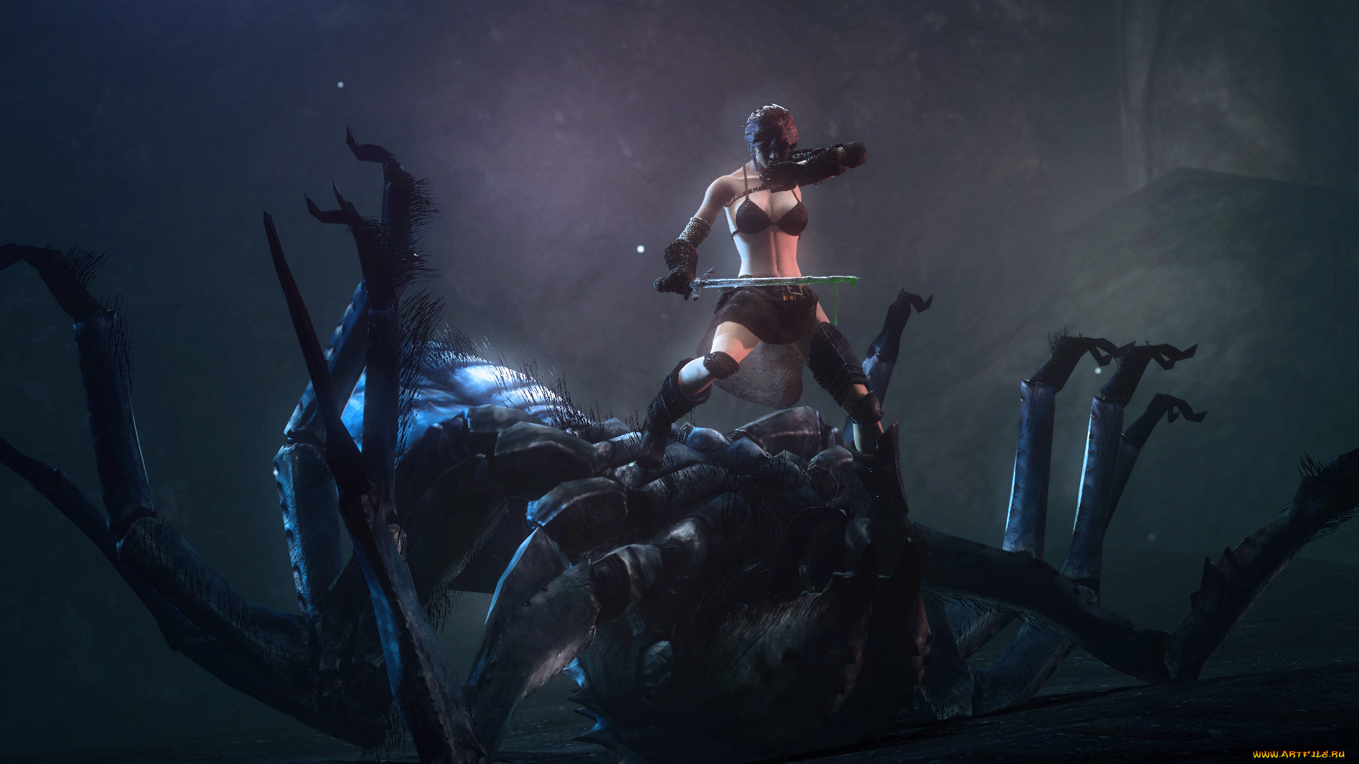 3д, графика, fantasy, , фантазия, оружие, девушка, победа, рендеринг