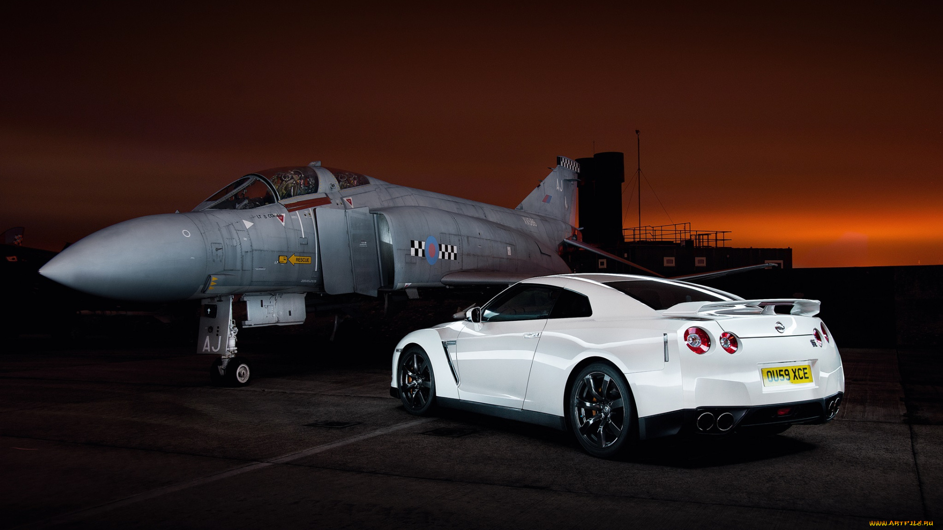 автомобили, разные, вместе, авто, истребитель, ночь