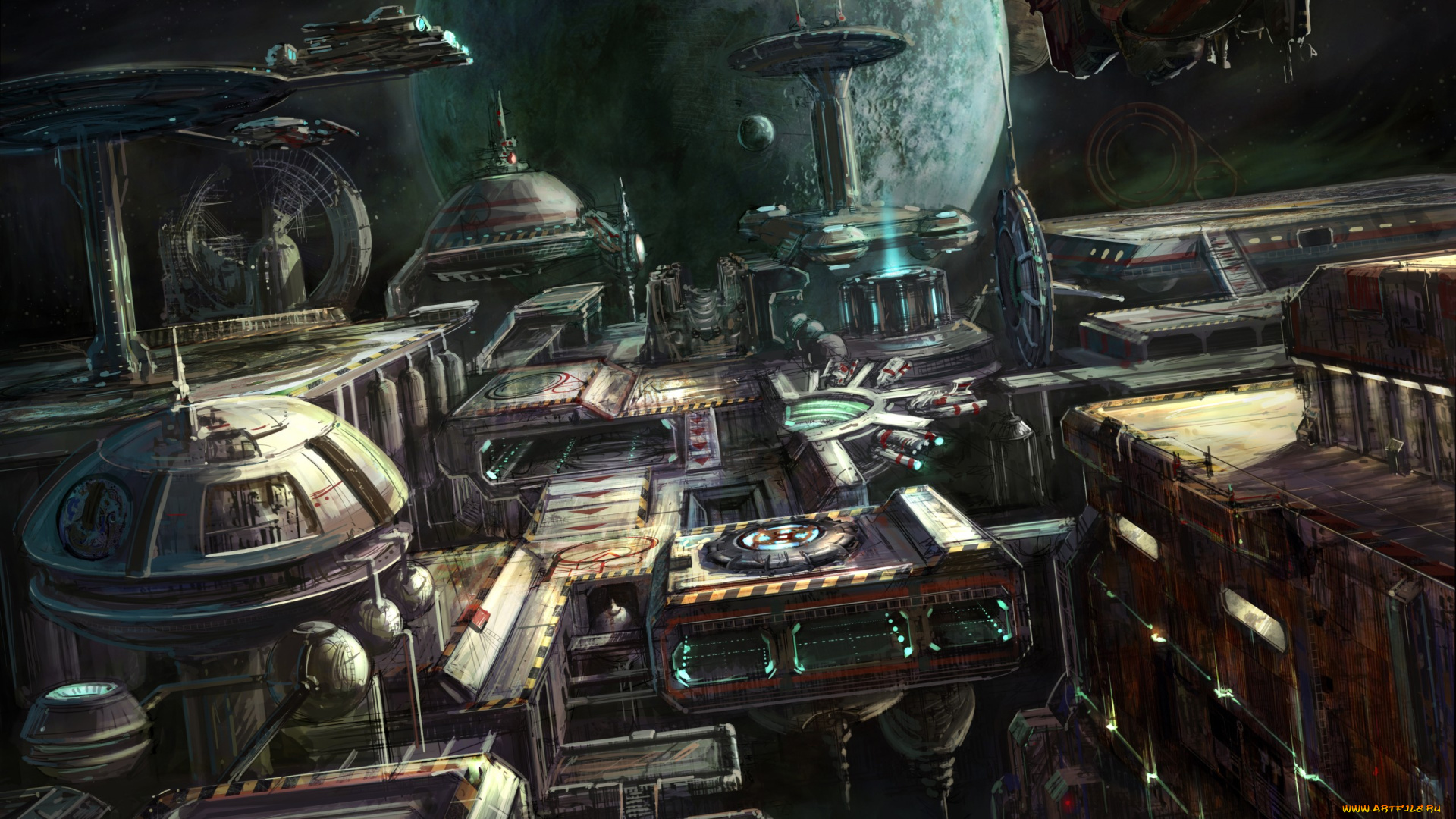 фэнтези, космические, корабли, , звездолеты, , станции, космическая, станция, челноки, космос, планета