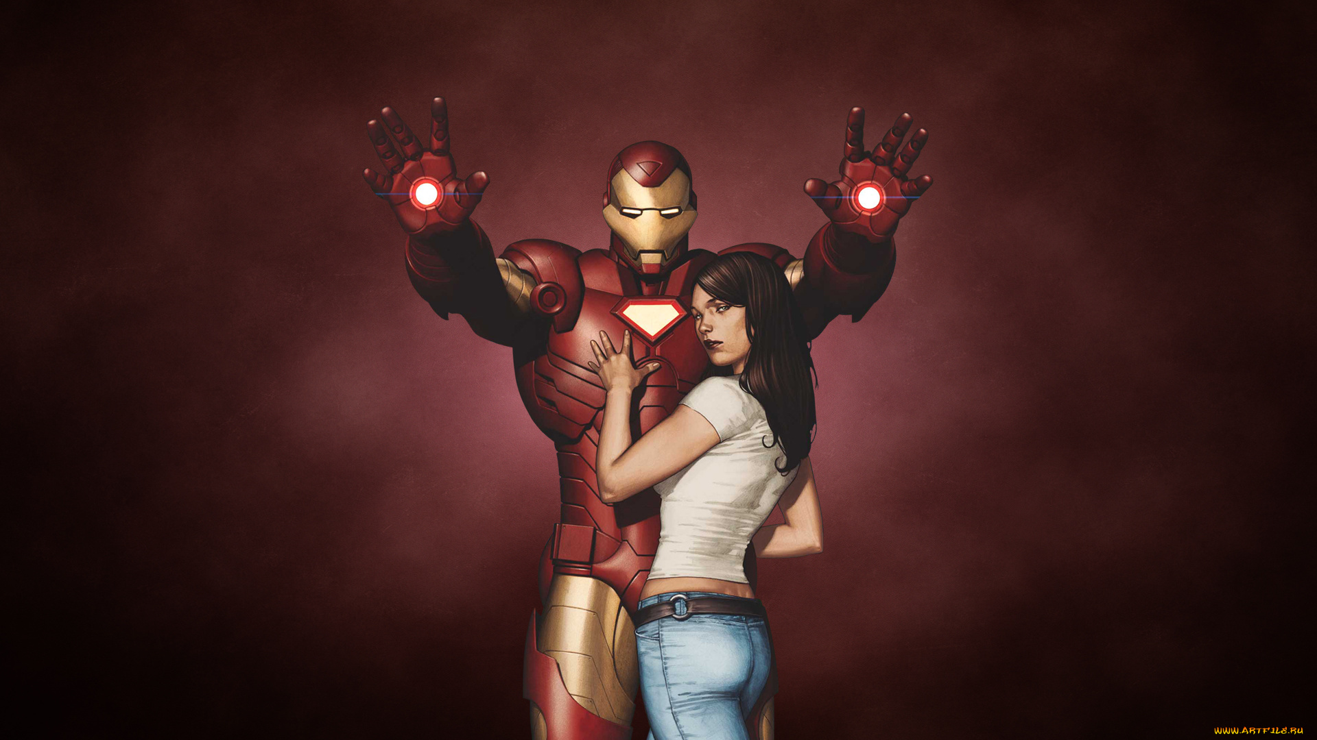 iron, man, рисованные, комиксы, красный, девушка, робот, железный, человек, iron, man