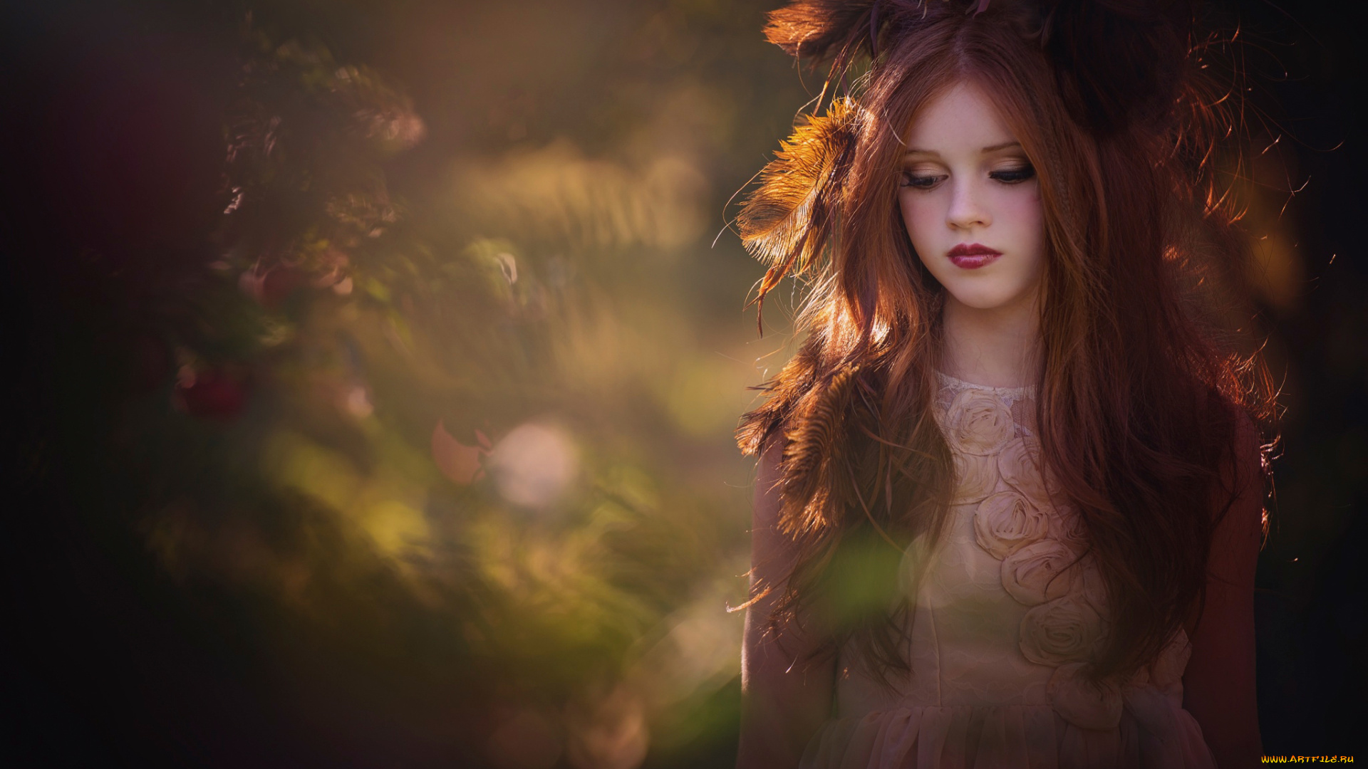 девушки, -unsort, , брюнетки, , шатенки, перья, природа, украшения, девочка