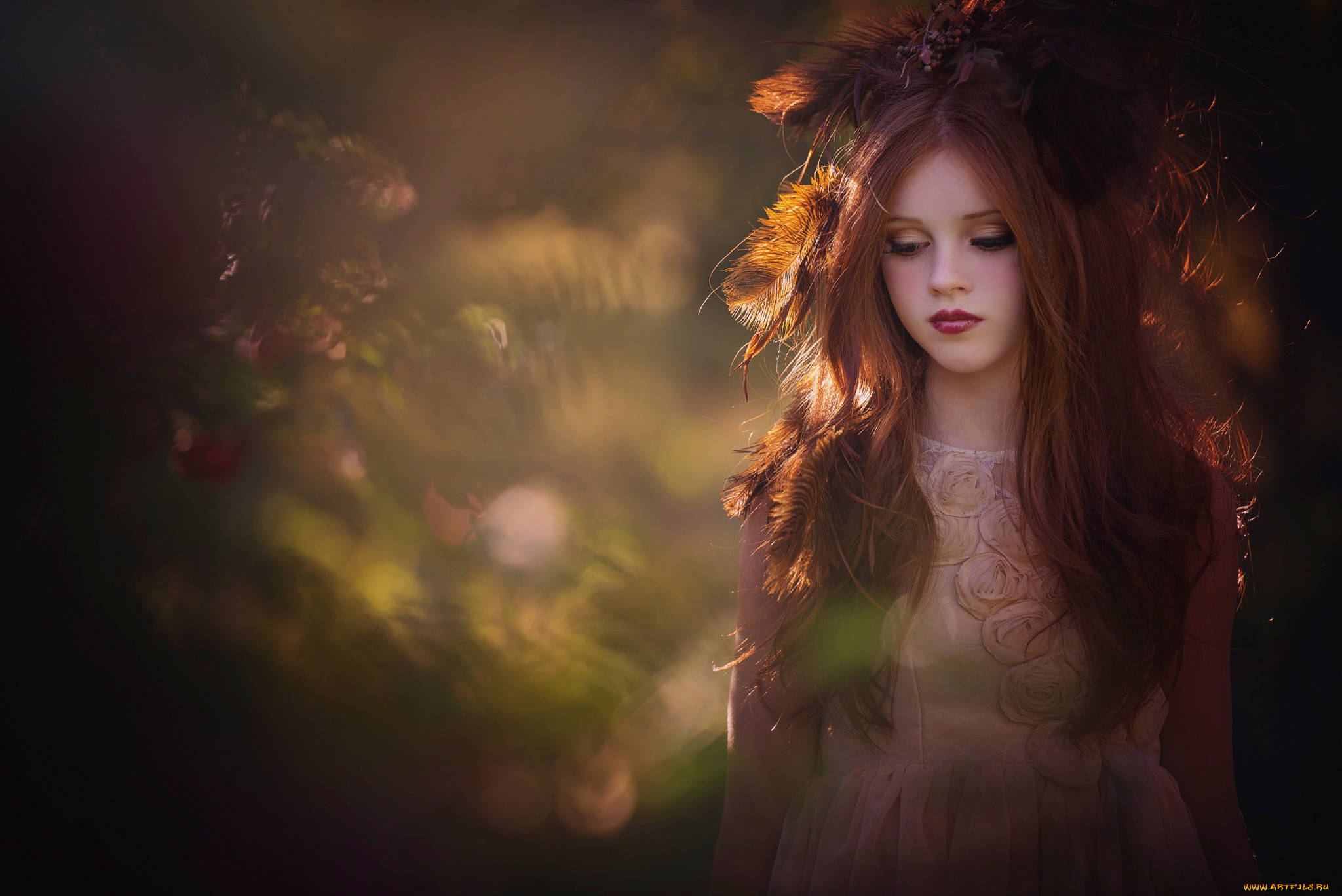 девушки, -unsort, , брюнетки, , шатенки, перья, природа, украшения, девочка