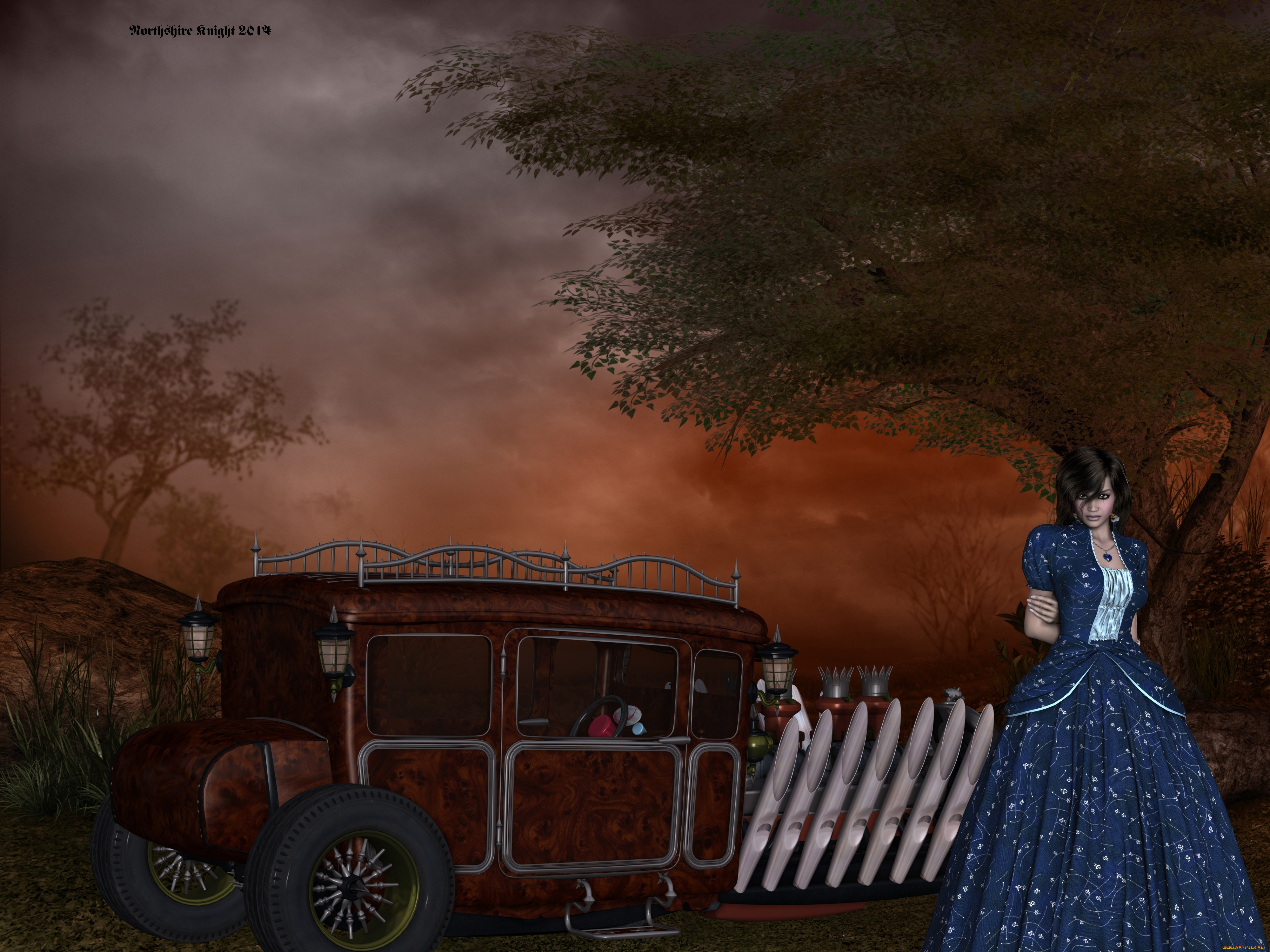 автомобили, 3d, car&girl, взгляд, автомобиль, фон, девушка