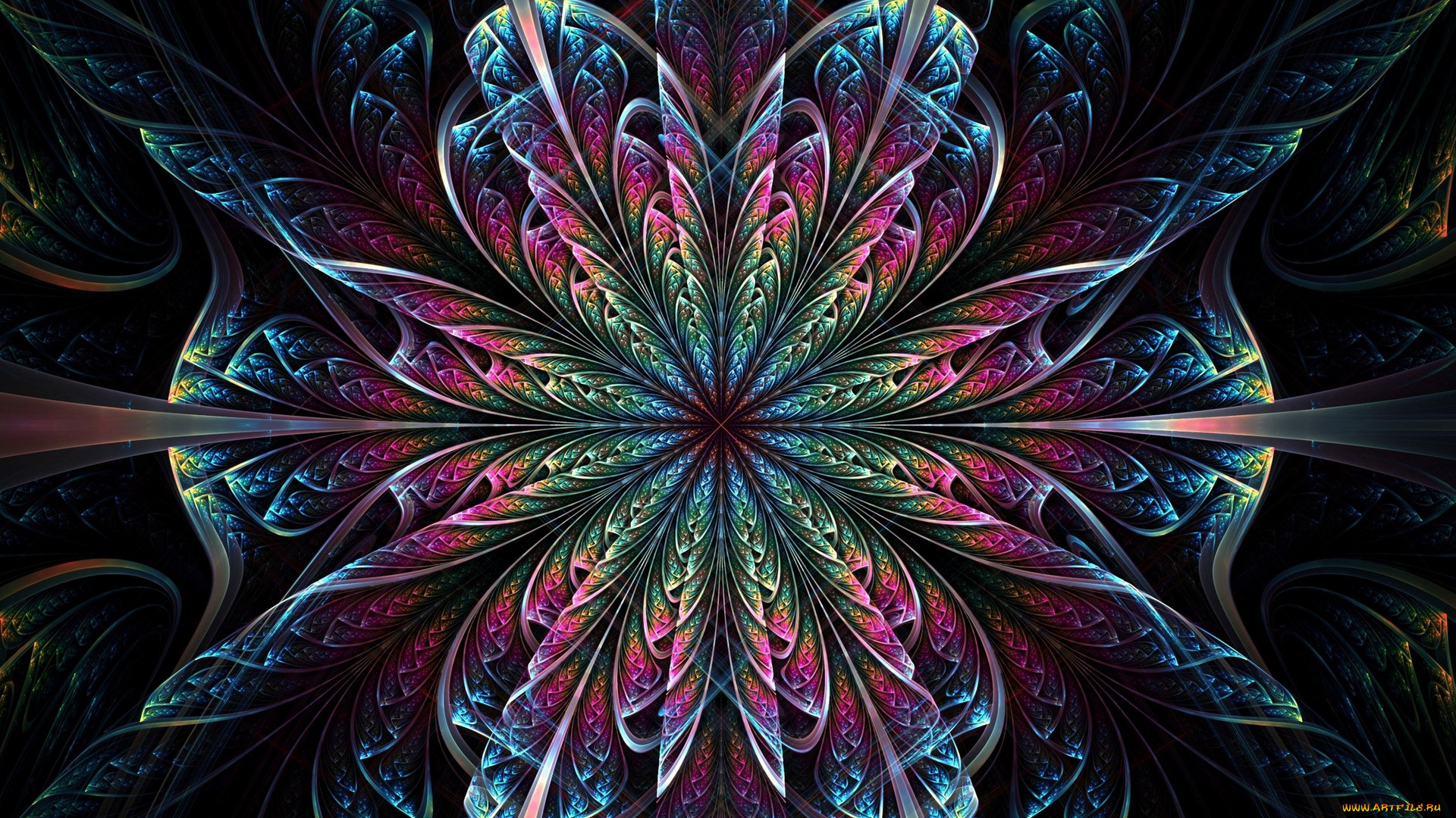 3д, графика, фракталы, , fractal, цветок, симметрия