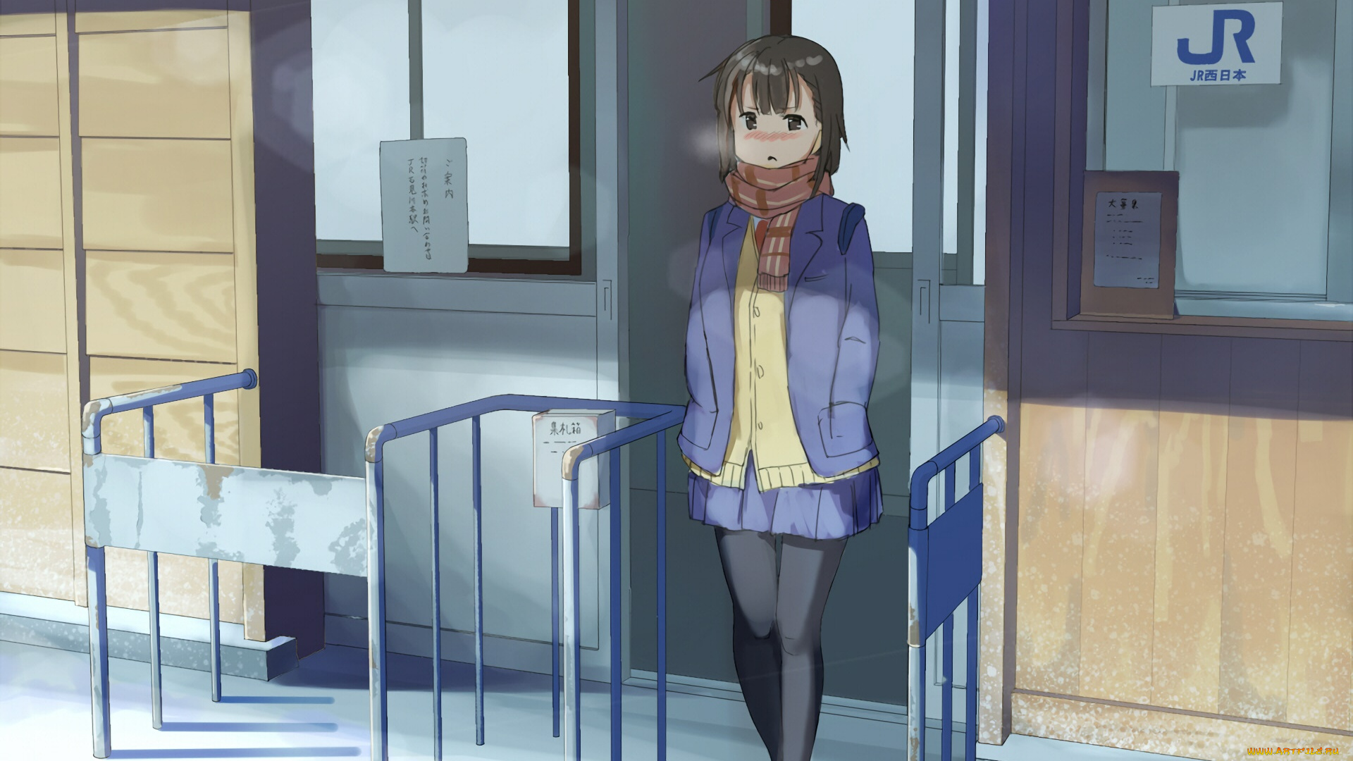 аниме, город, , улицы, , здания, фон, взгляд, девушка