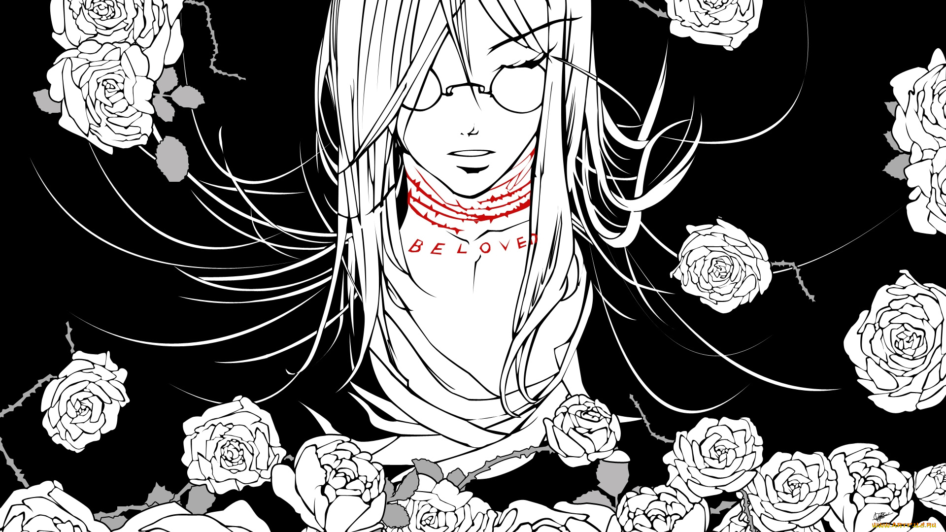 аниме, loveless, соби, агатсума, возлюбленный, шрамы, ошейник, цветы, розы, боец