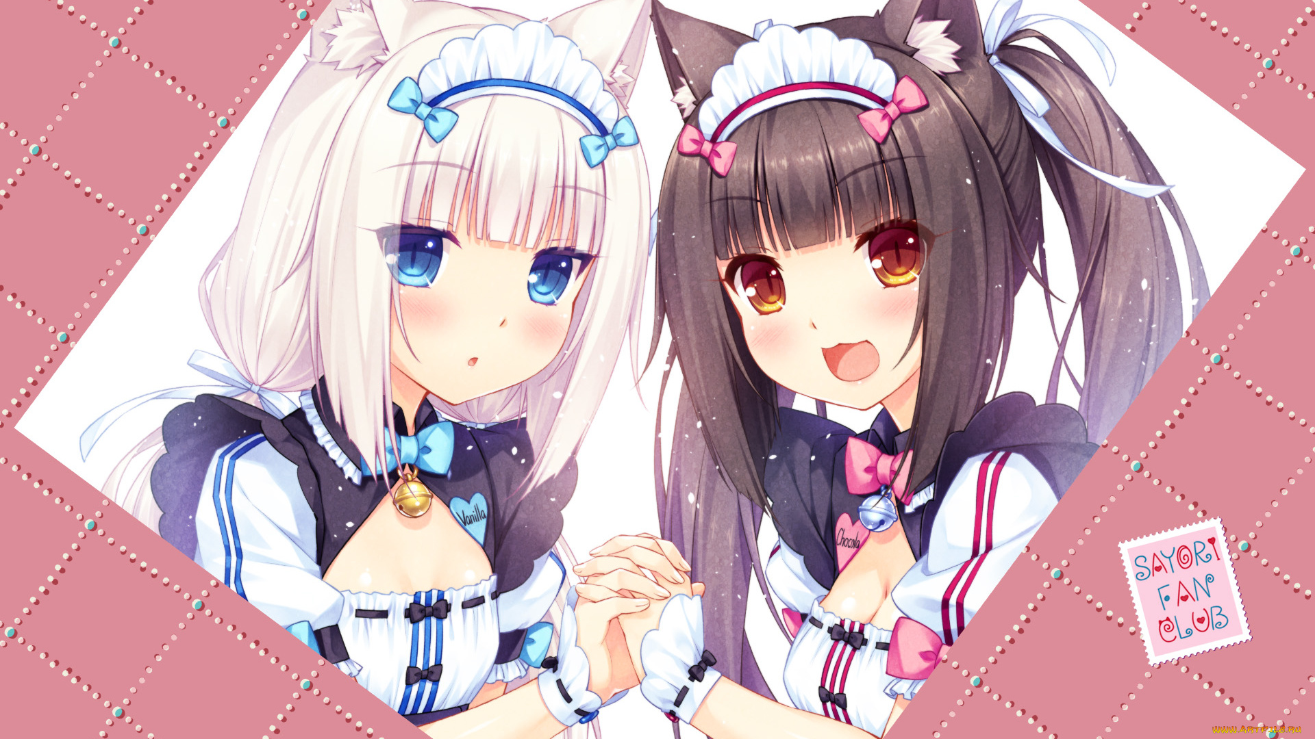 аниме, nekopara, девушки, фон, взгляд