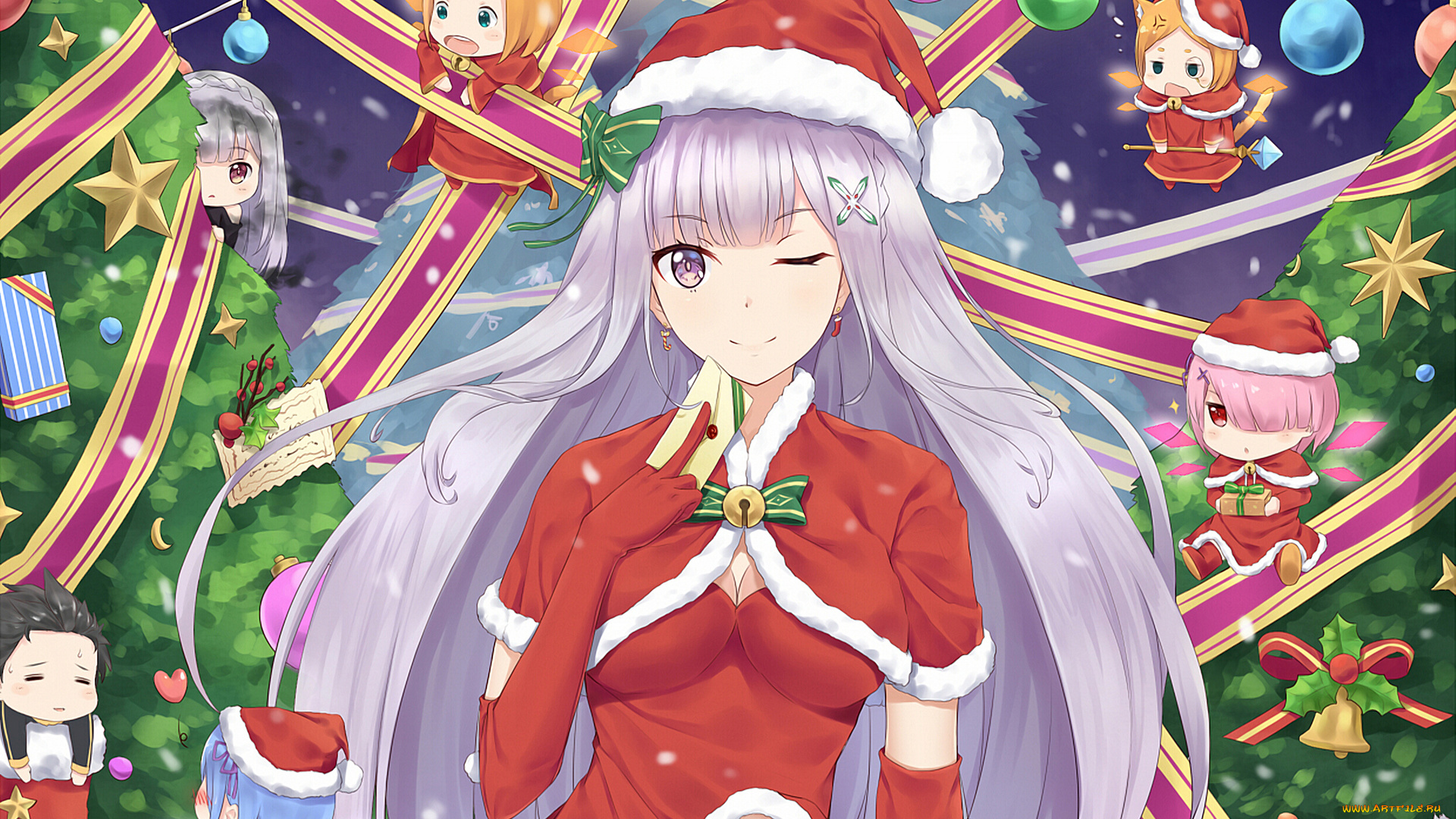 аниме, re, , zero, kara, hajimeru, isekai, seikatsu, девушка, взгляд, фон