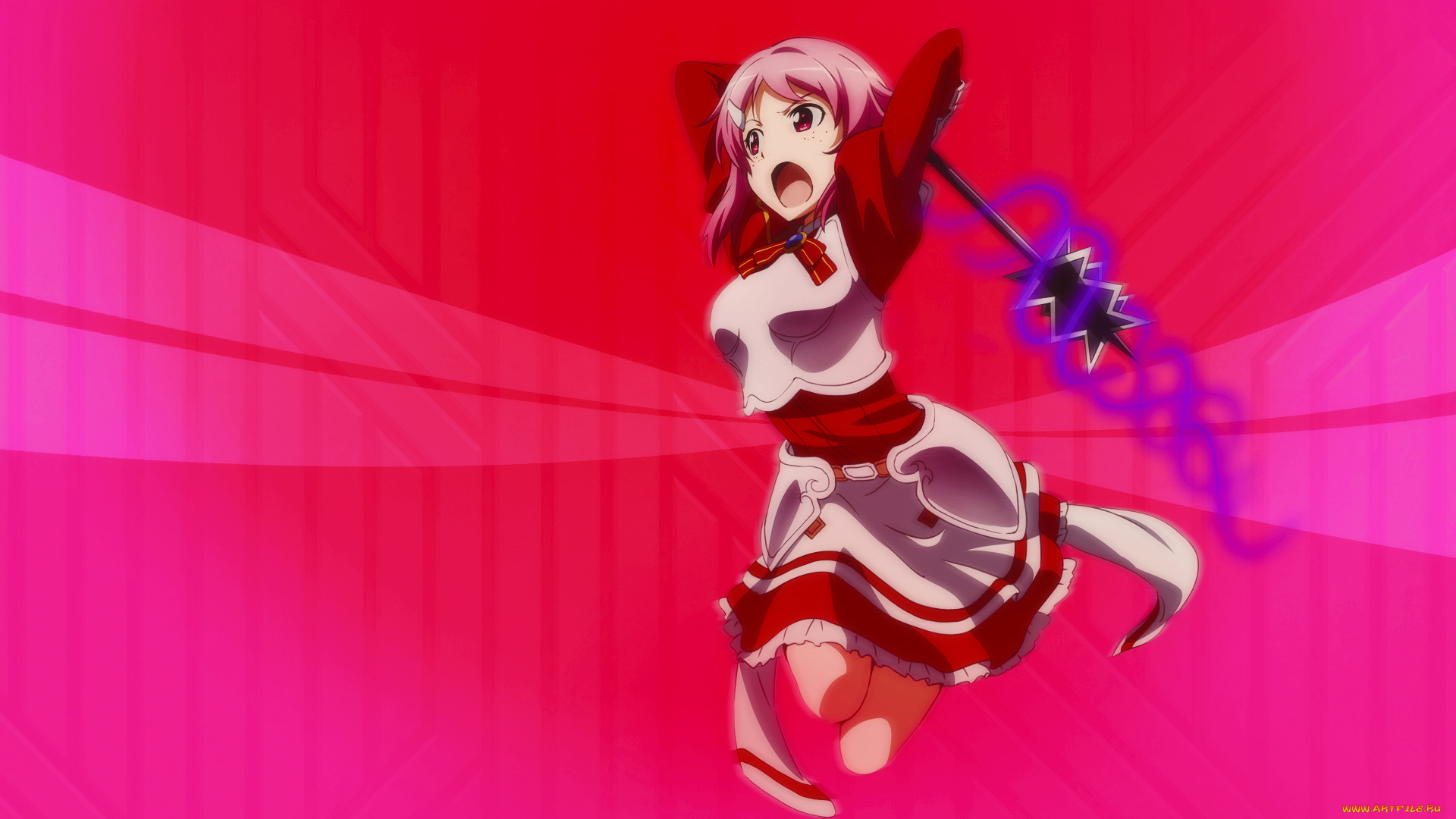 аниме, sword, art, online, девушка, взгляд, фон