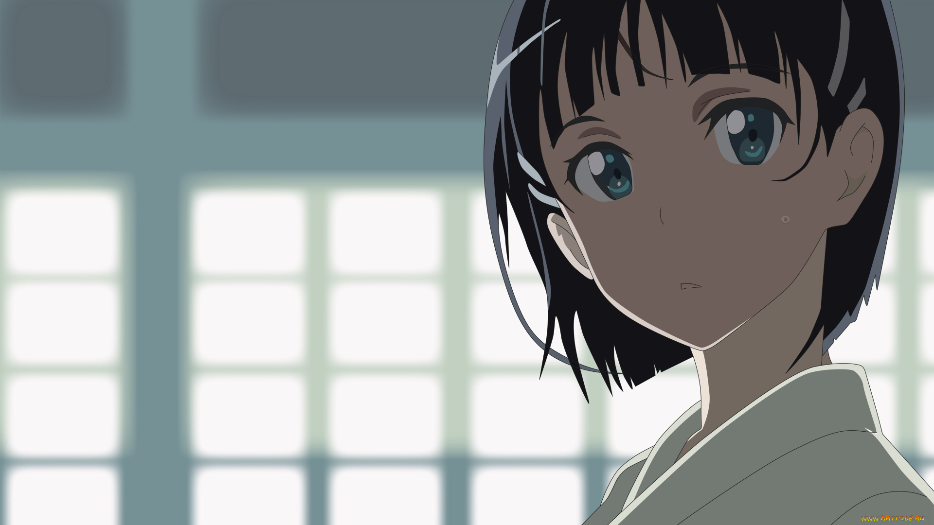 аниме, sword, art, online, девушка, взгляд, фон