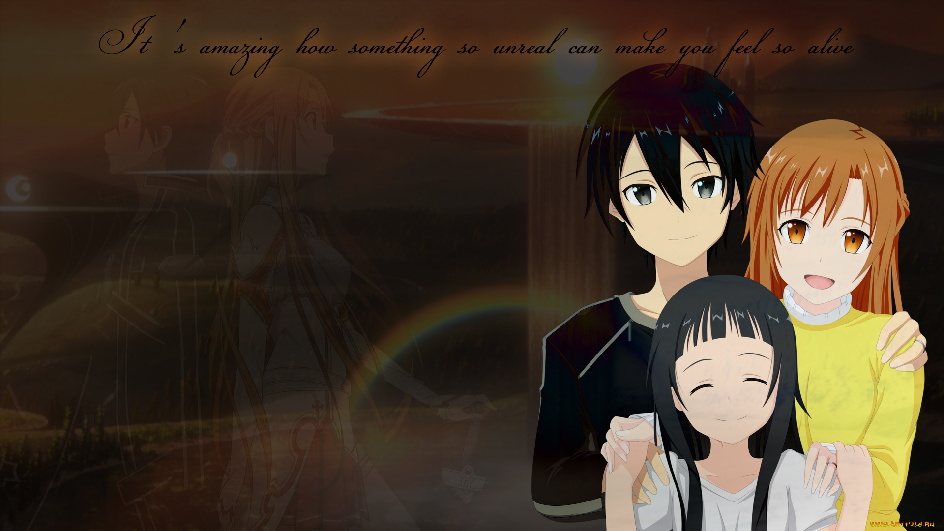 аниме, sword, art, online, фон, взгляд, девушка