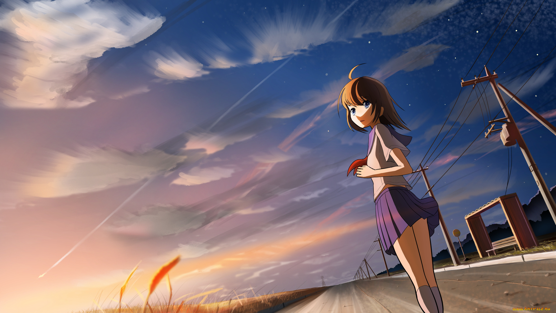 аниме, unknown, , другое, фон, взгляд, девушка