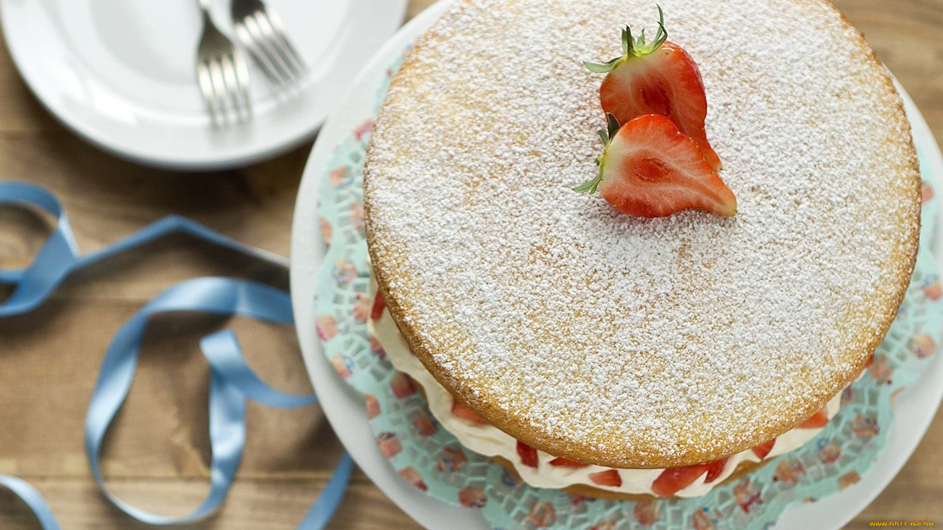 еда, пироги, посыпка, клубника