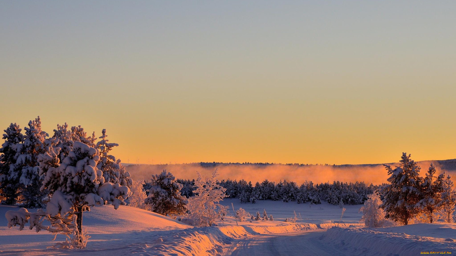 ки, природа, дороги, снег, деревья