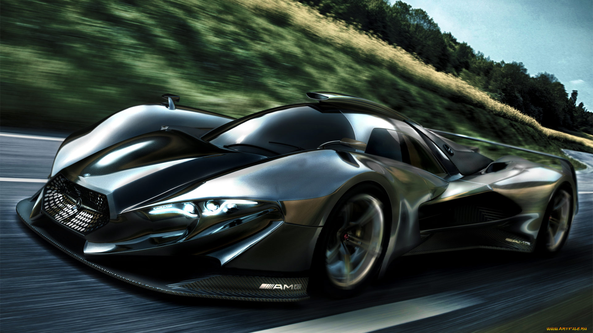 mercedes-benz, sl, gtr, concept, автомобили, 3д, gtr, sl, mercedes-benz, concept