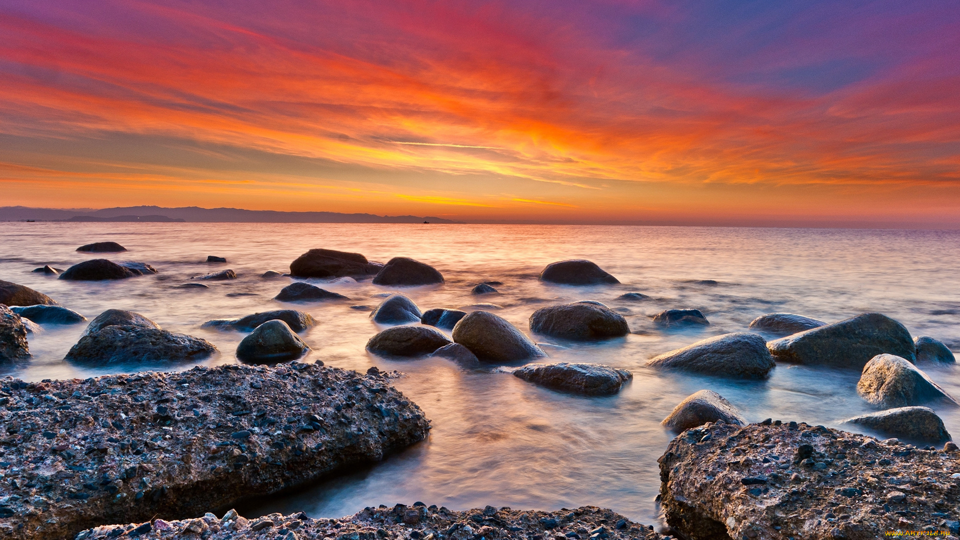 природа, побережье, море, камни