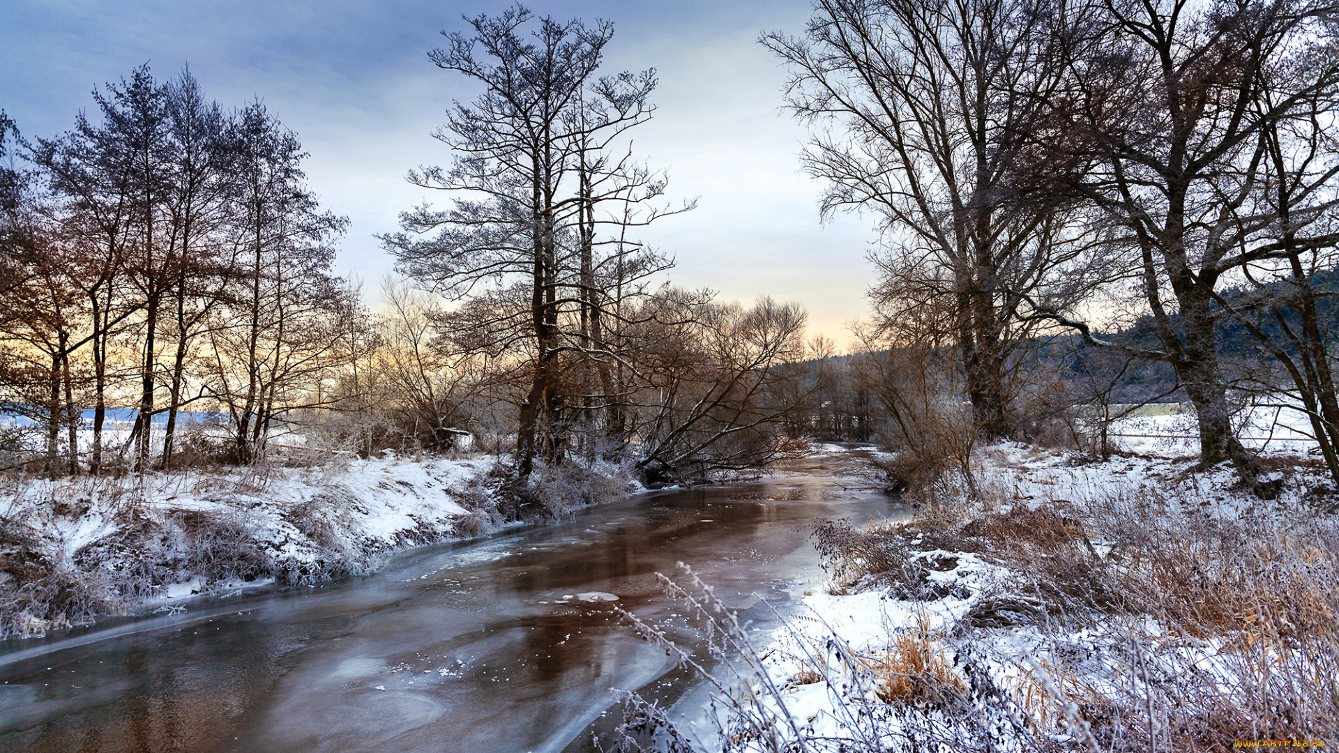 природа, реки, озера, снег, деревья