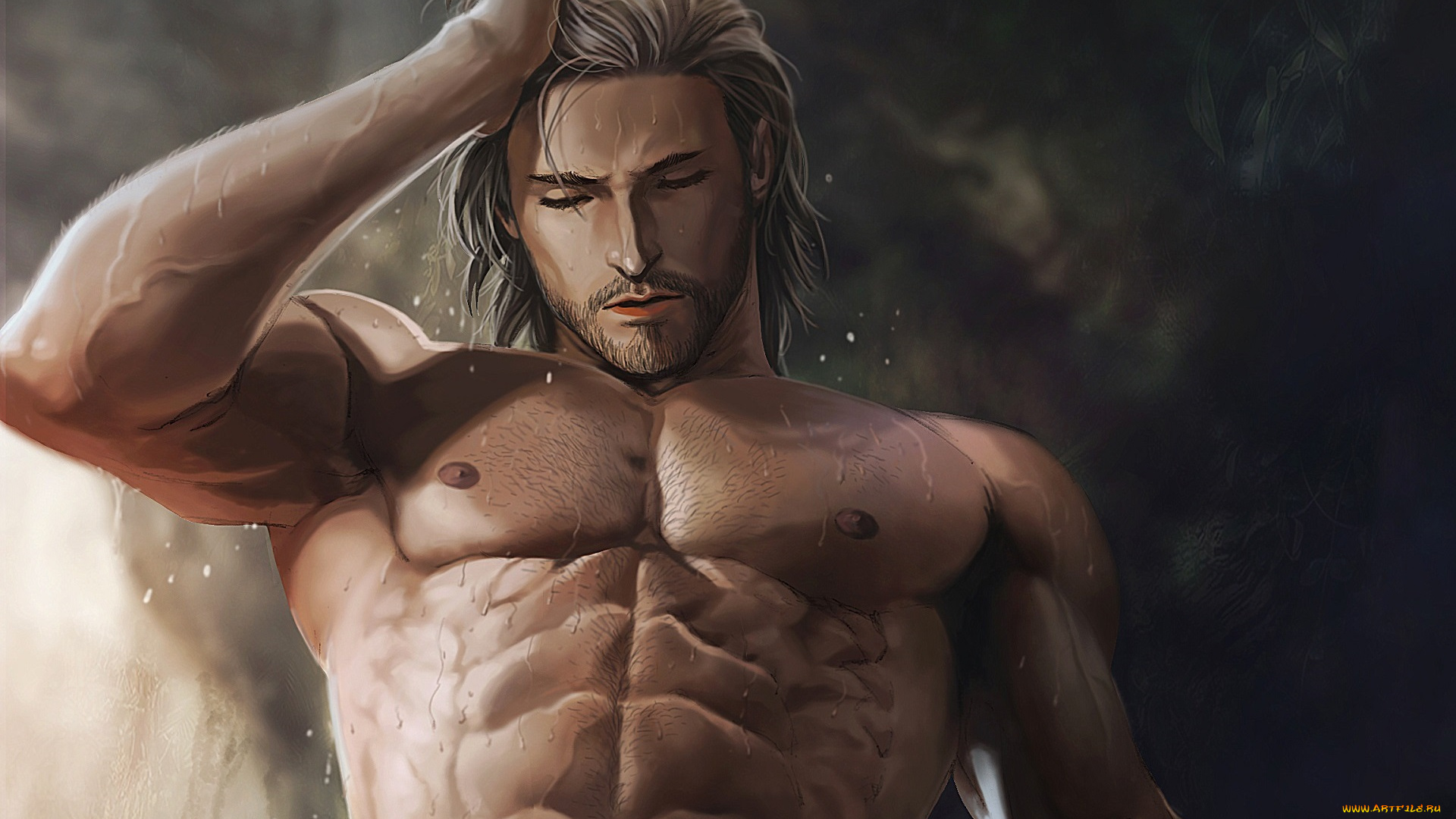 рисованное, люди, мужчина