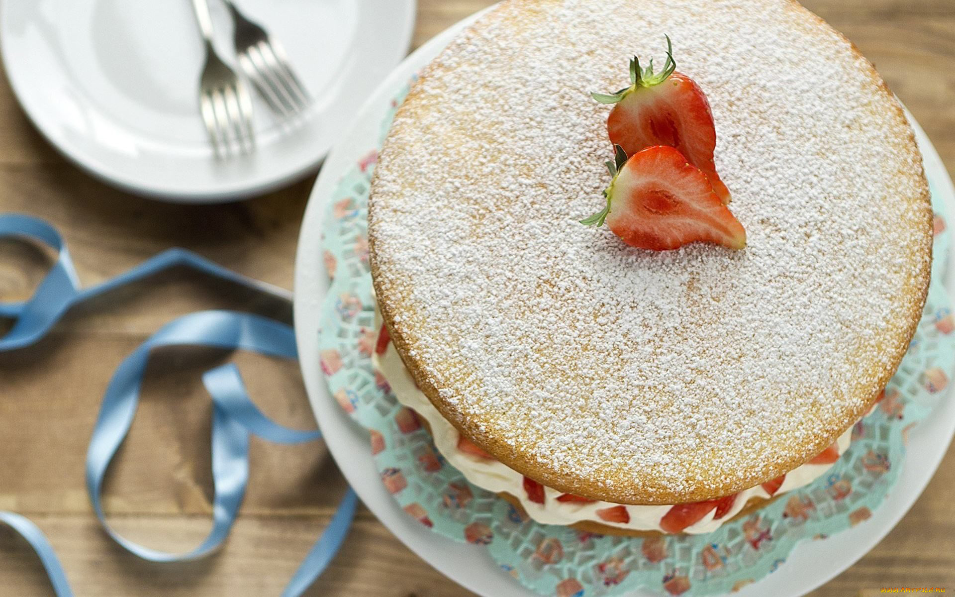 еда, пироги, посыпка, клубника