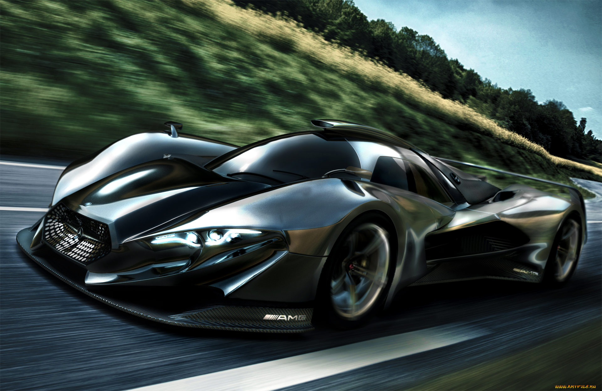 mercedes-benz, sl, gtr, concept, автомобили, 3д, gtr, sl, mercedes-benz, concept