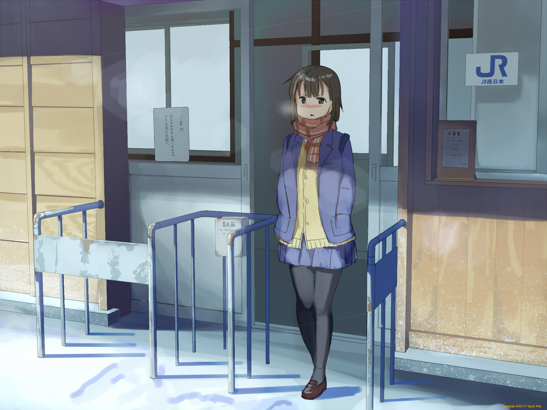 аниме, город, , улицы, , здания, фон, взгляд, девушка