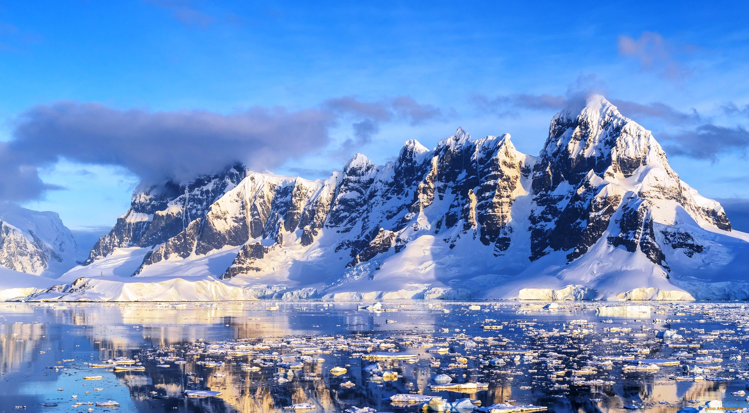 природа, реки, озера, горы, небо, облака, озеро, лед, снег