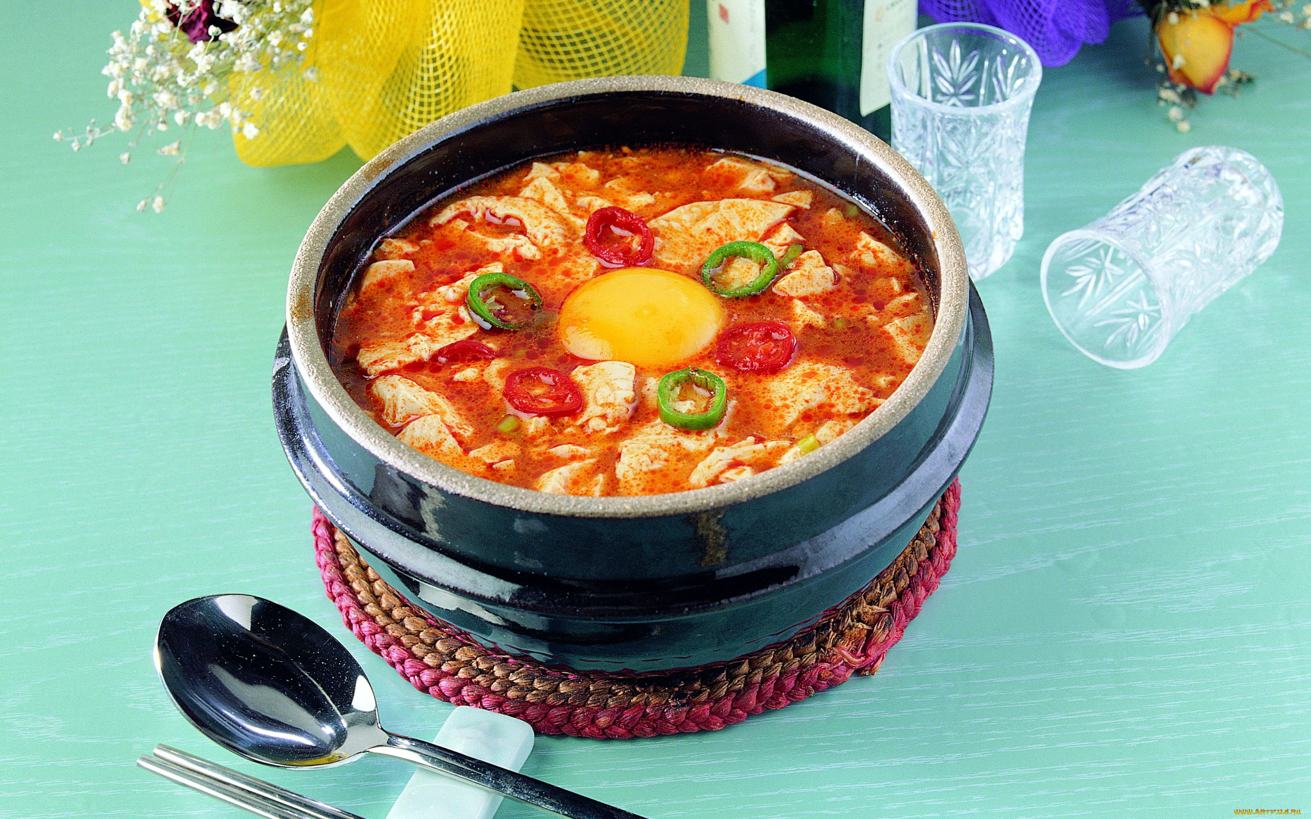 еда, первые, блюда, суп, яйцо, перец