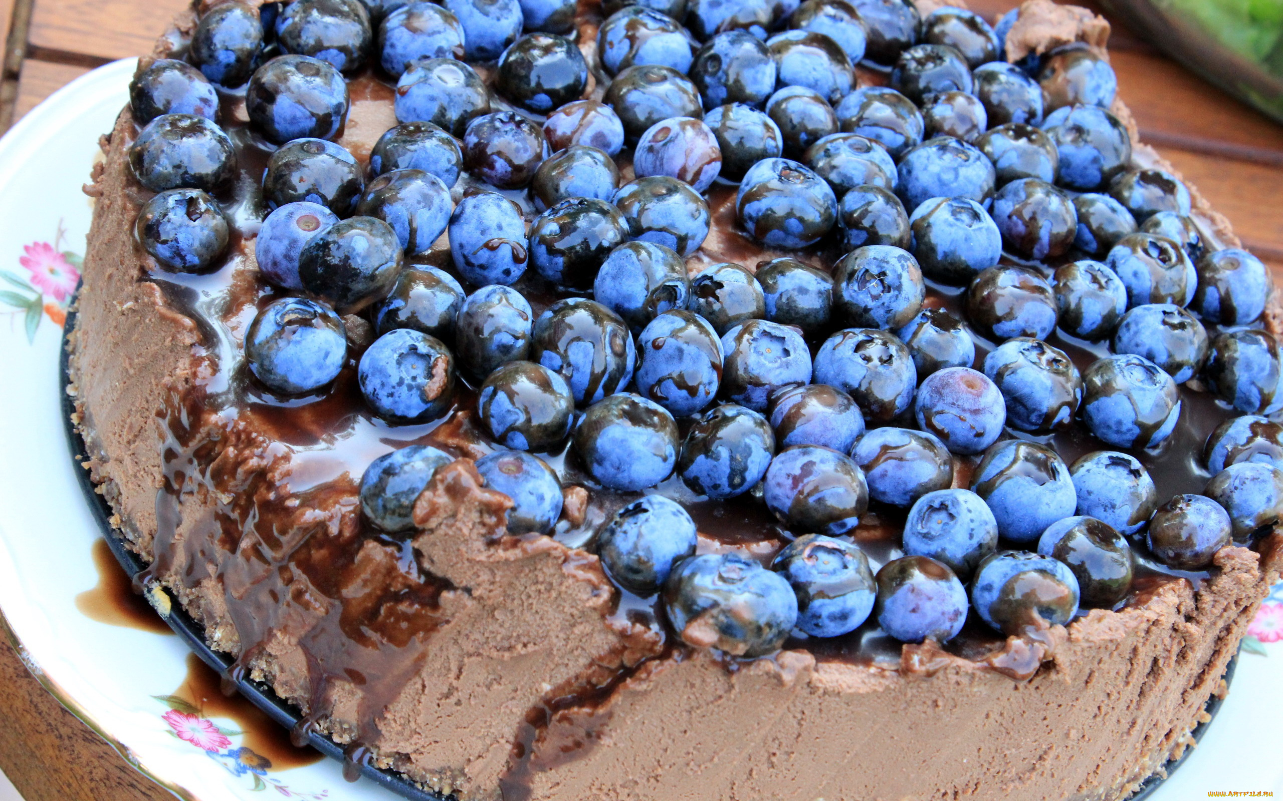 еда, пироги, шоколадный, пирог, ягоды, черника