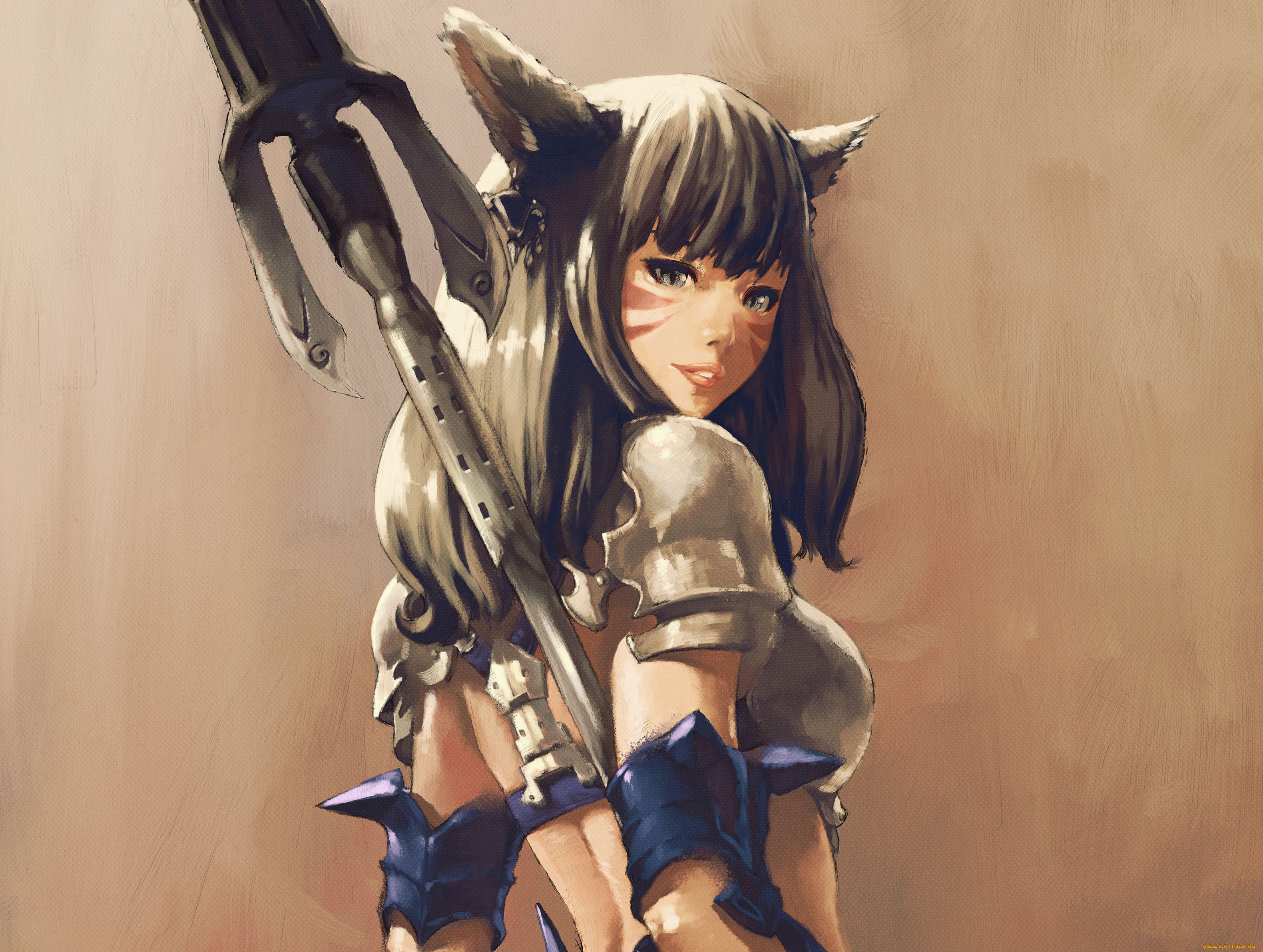 аниме, final, fantasy, фон, final, fantasy, взгляд, ушки, арт