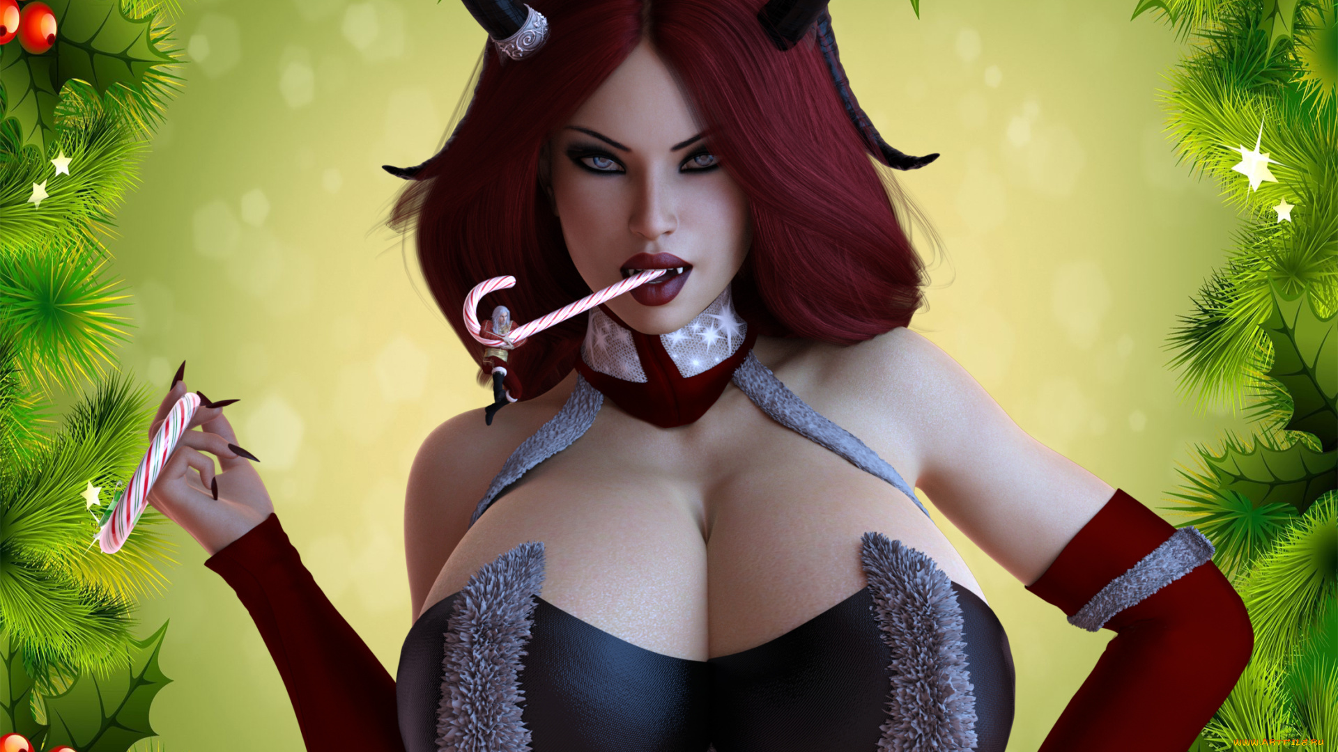 3д, графика, праздники, , holidays, фон, взгляд, девушка