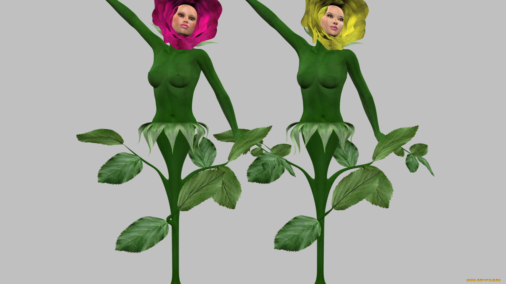 3д, графика, существа, , creatures, девушки, фон, взгляд