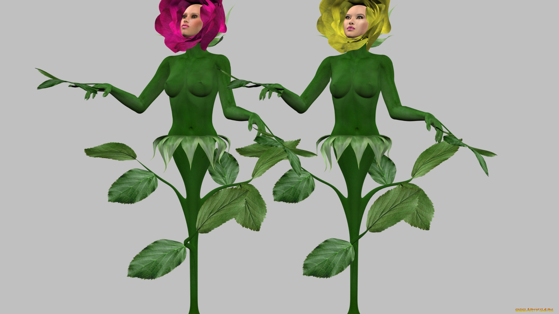 3д, графика, существа, , creatures, фон, взгляд, девушки