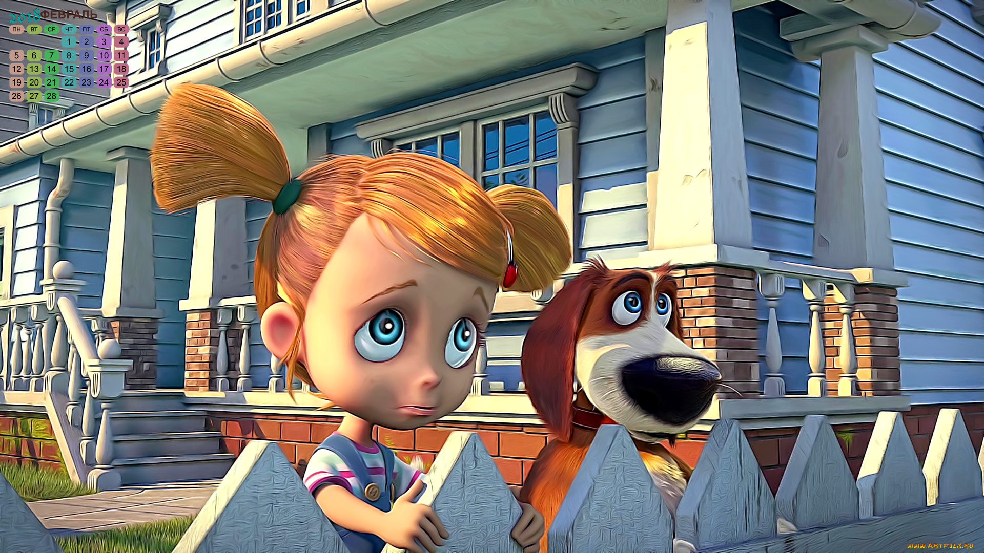 календари, кино, , мультфильмы, девочка, собака, взгляд, 2018