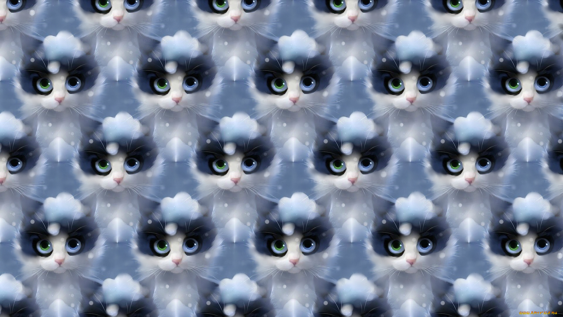 векторная, графика, животные, , animals, арт, кошка, снег, зима, apofiss, текстура