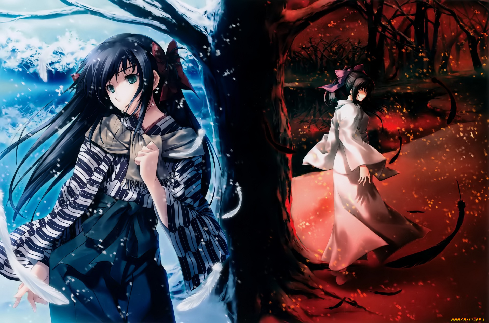 аниме, unknown, , другое, , дерево, арт, девушки, cartagra