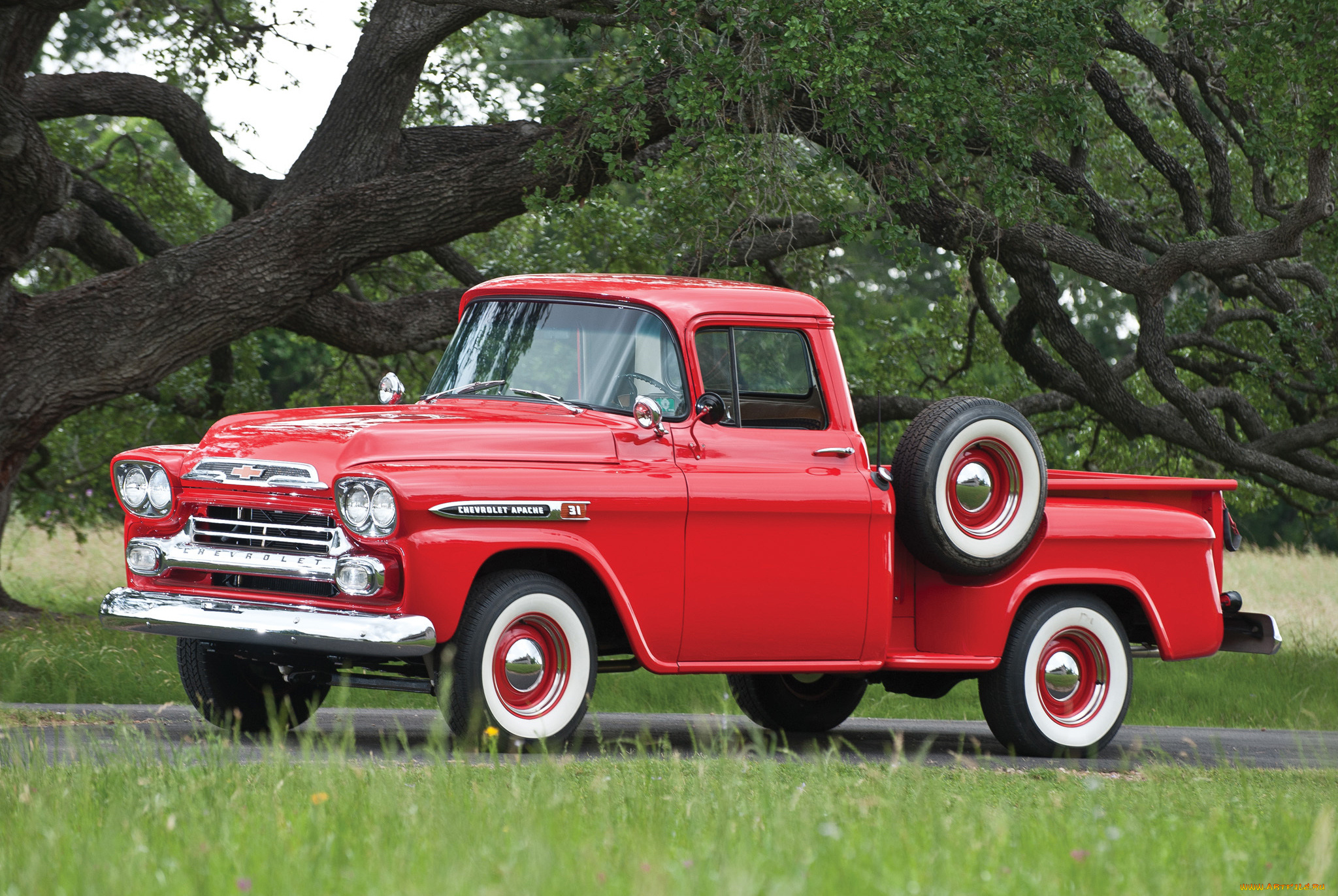 chevrolet, apache, 31, stepside, 1959, автомобили, chevrolet, apache, красный, 1959, stepside, 31
