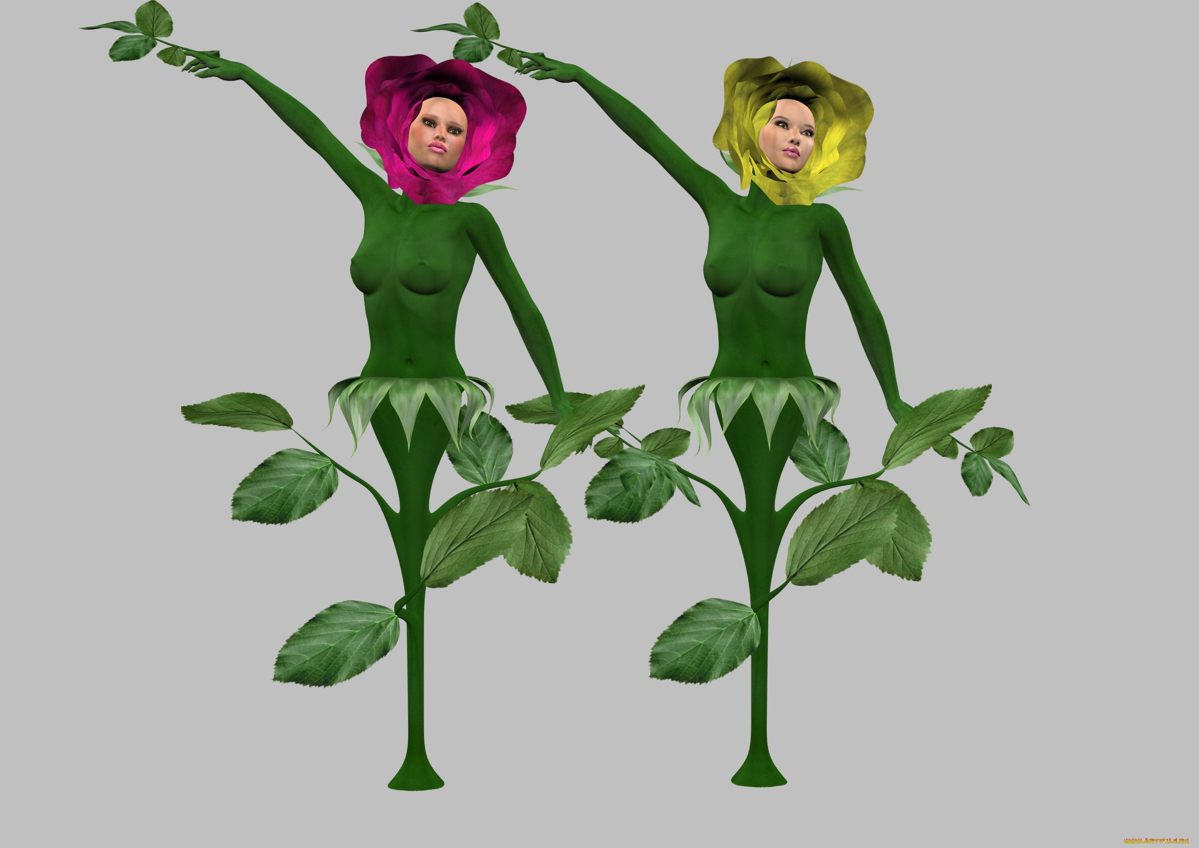 3д, графика, существа, , creatures, девушки, фон, взгляд