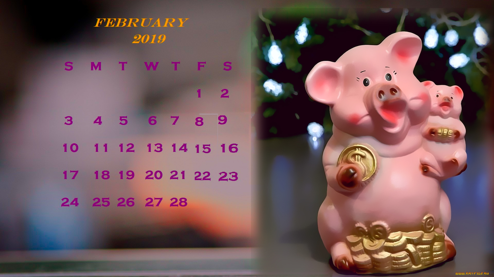календари, праздники, , салюты, монета, свинья, поросенок
