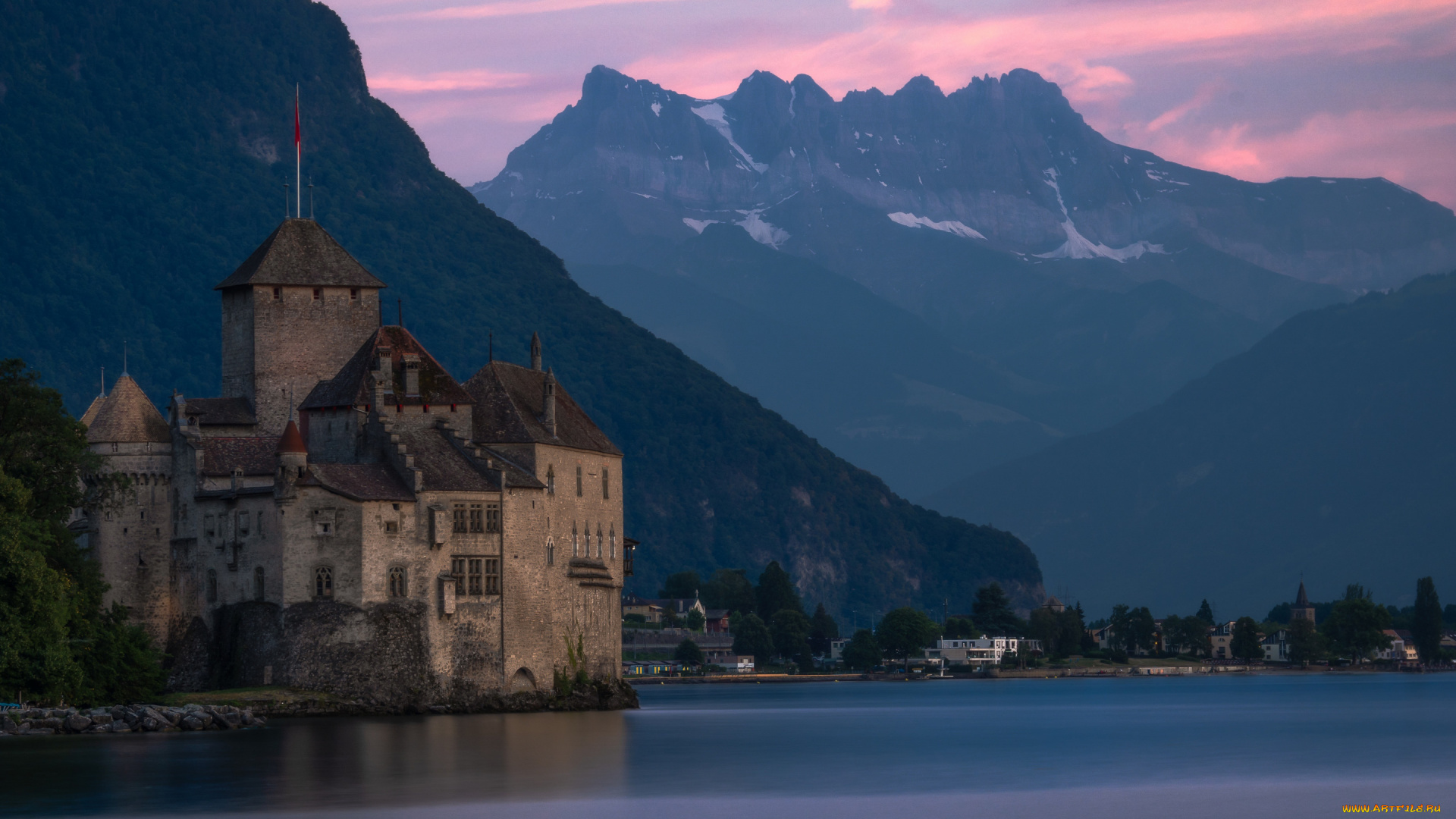 города, шильонский, замок, , швейцария, chillon, castle