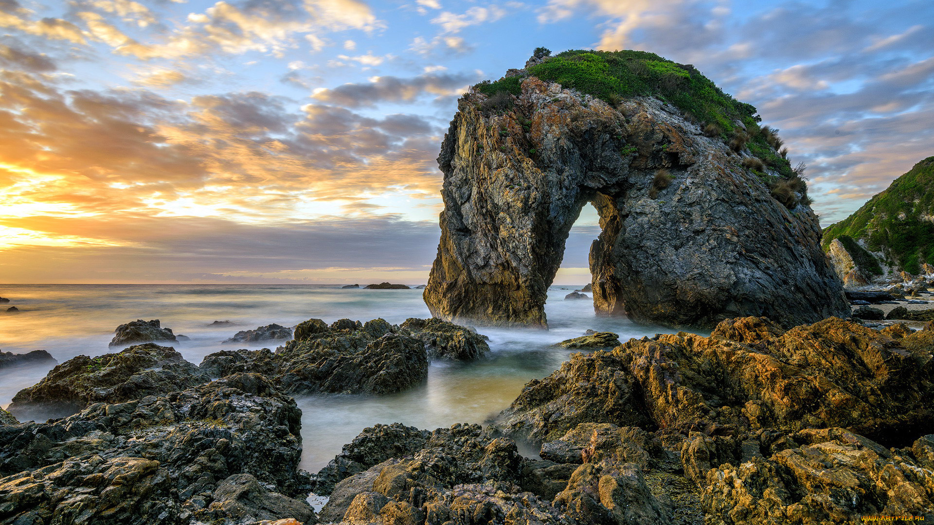 природа, побережье, скала, море