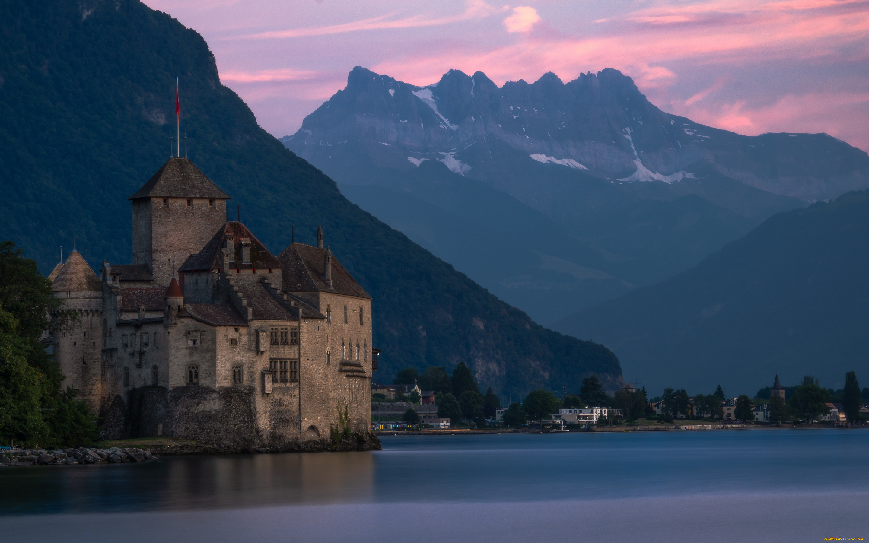 города, шильонский, замок, , швейцария, chillon, castle