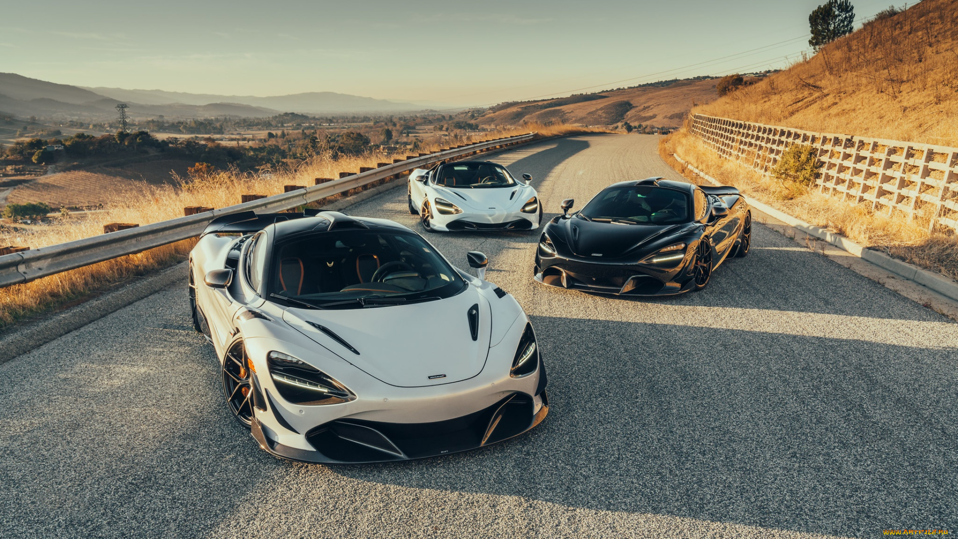 автомобили, mclaren, white, black, road, 720s