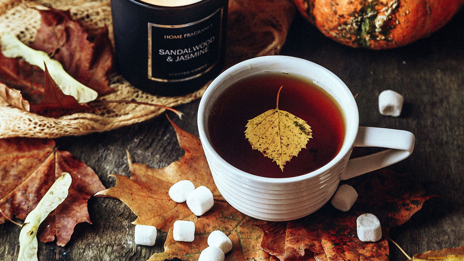 еда, напитки, , чай, свеча, чай, листья, осень